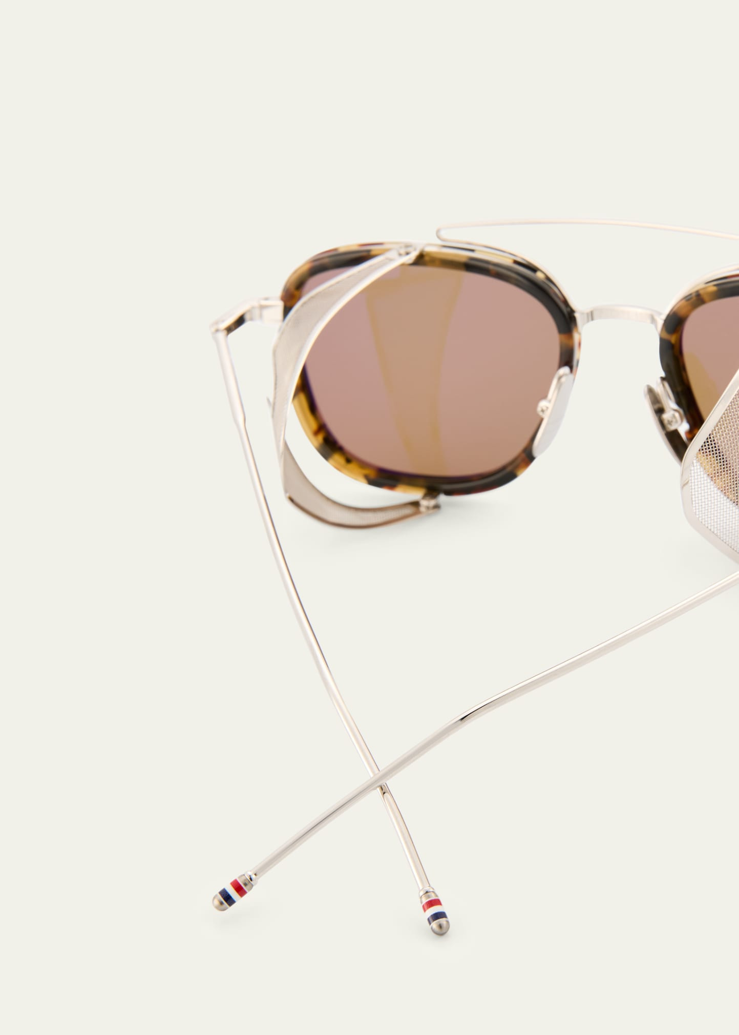 Men's Acetate and Titanium Rectangle Sunglasses with Side Shields - 5