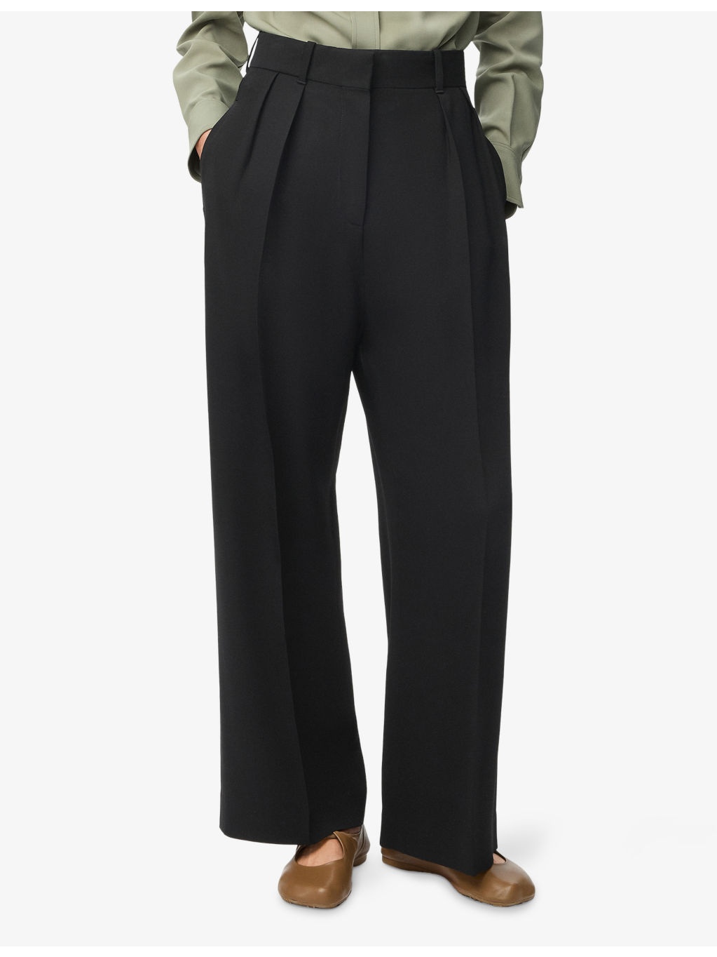 Tailored Wide-Leg Woven Trousers - 3