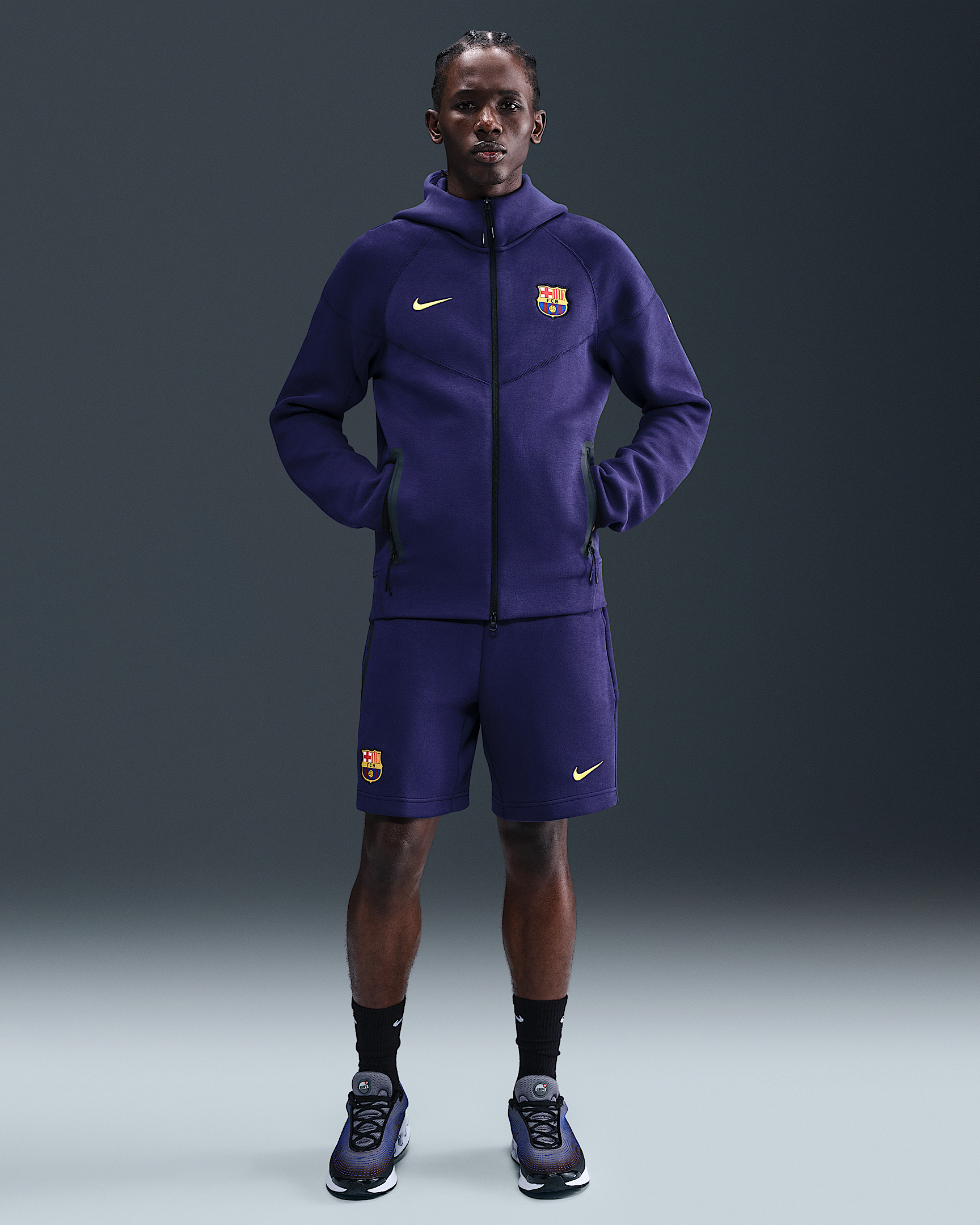 FC Barcelona Tech Windrunner Men's Nike Soccer Fleece Full-Zip Hoodie - 4