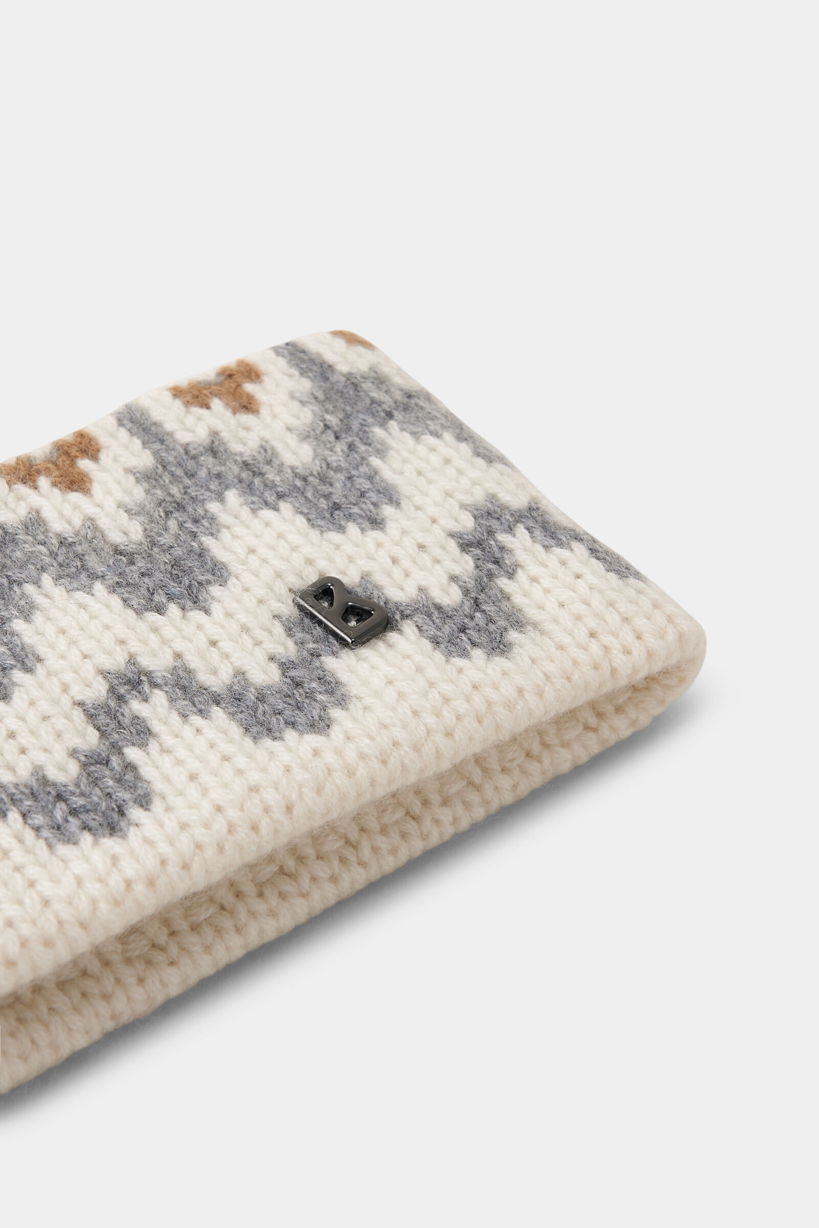 Loca cashmere headband in Cream/grey - 3