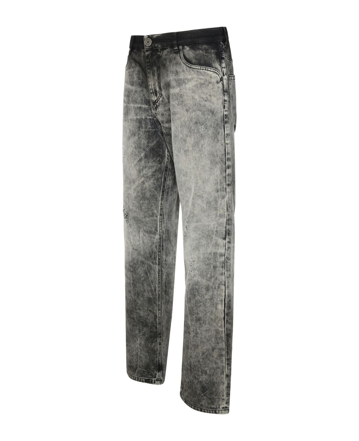Gray Cotton Jeans - 2