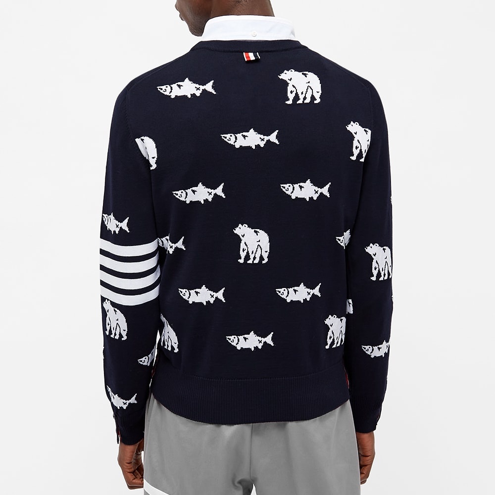 Thom Browne Bear & Salmon Intarsia Crew Knit - 5