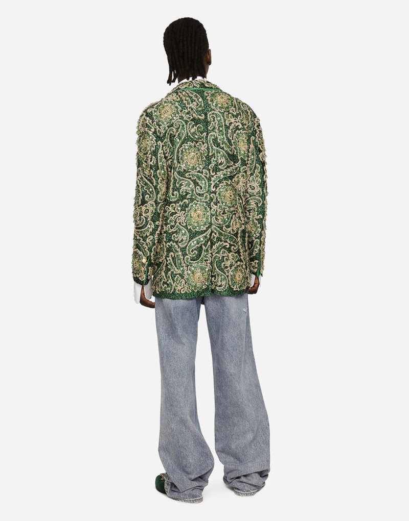Tailored Taormina-fit jacket in embroidered silk mikado 3