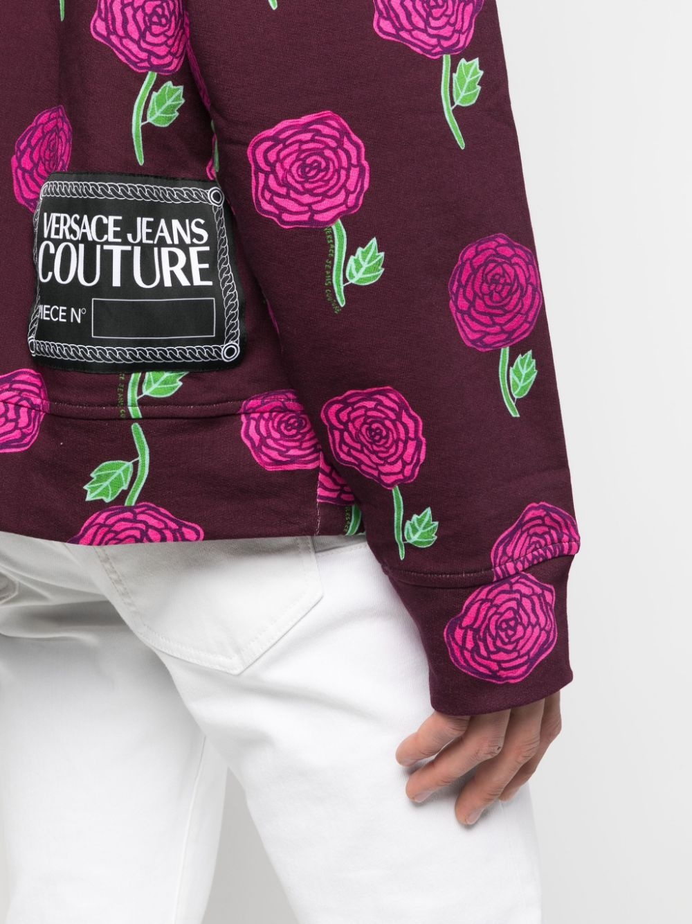rose-print cotton hoodie - 5