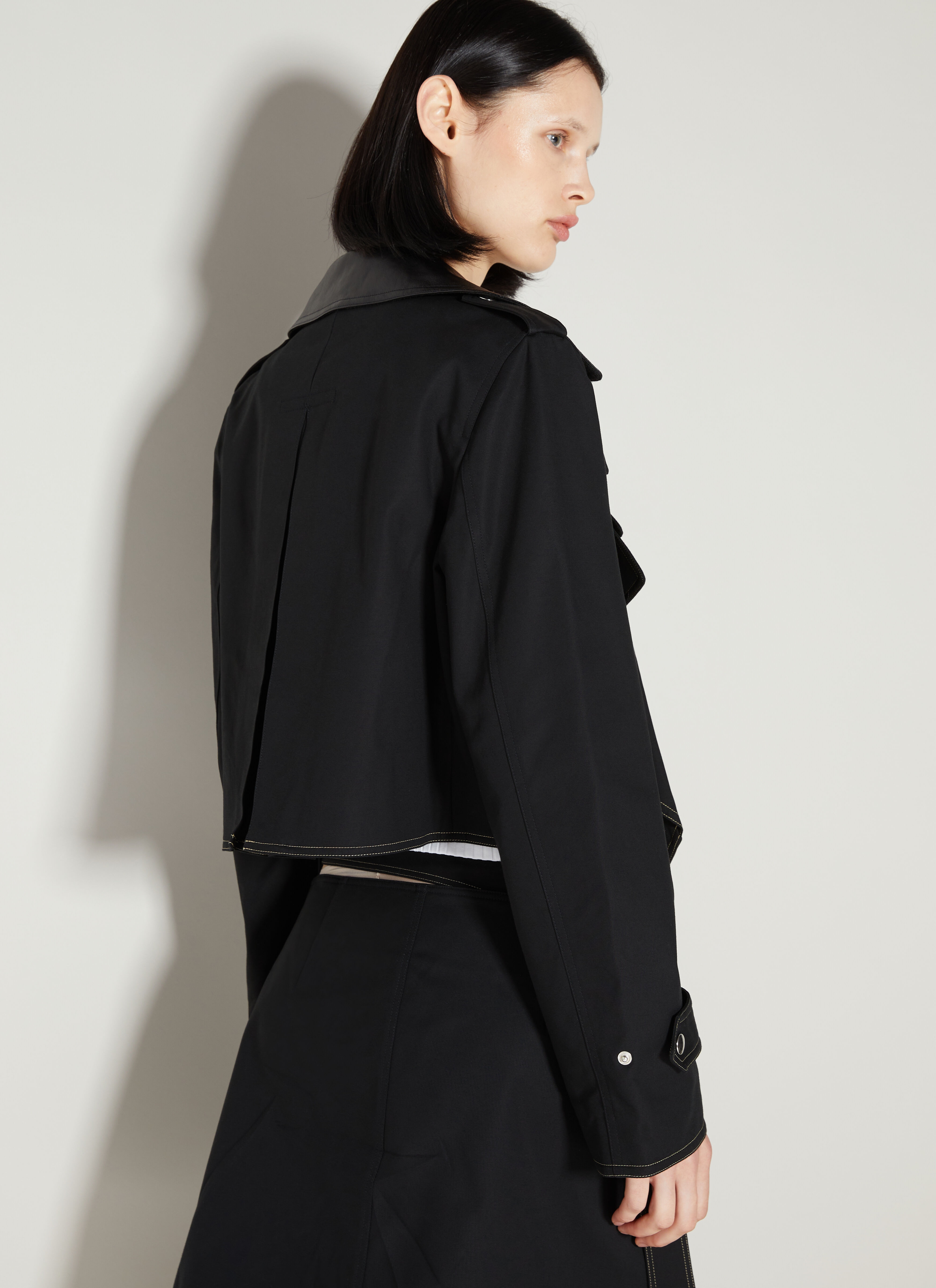 Shop Helmut Lang Cropped Trench Leather Jacket