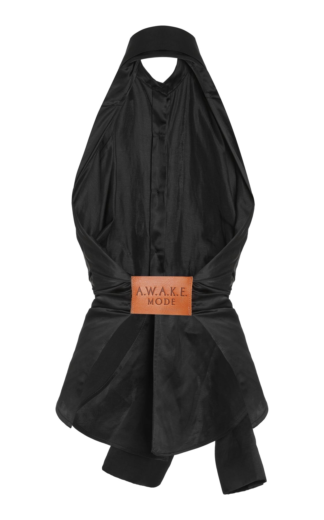 DECONSTRUCTED SHIRT HALTERNECK TOP BLACK - 11