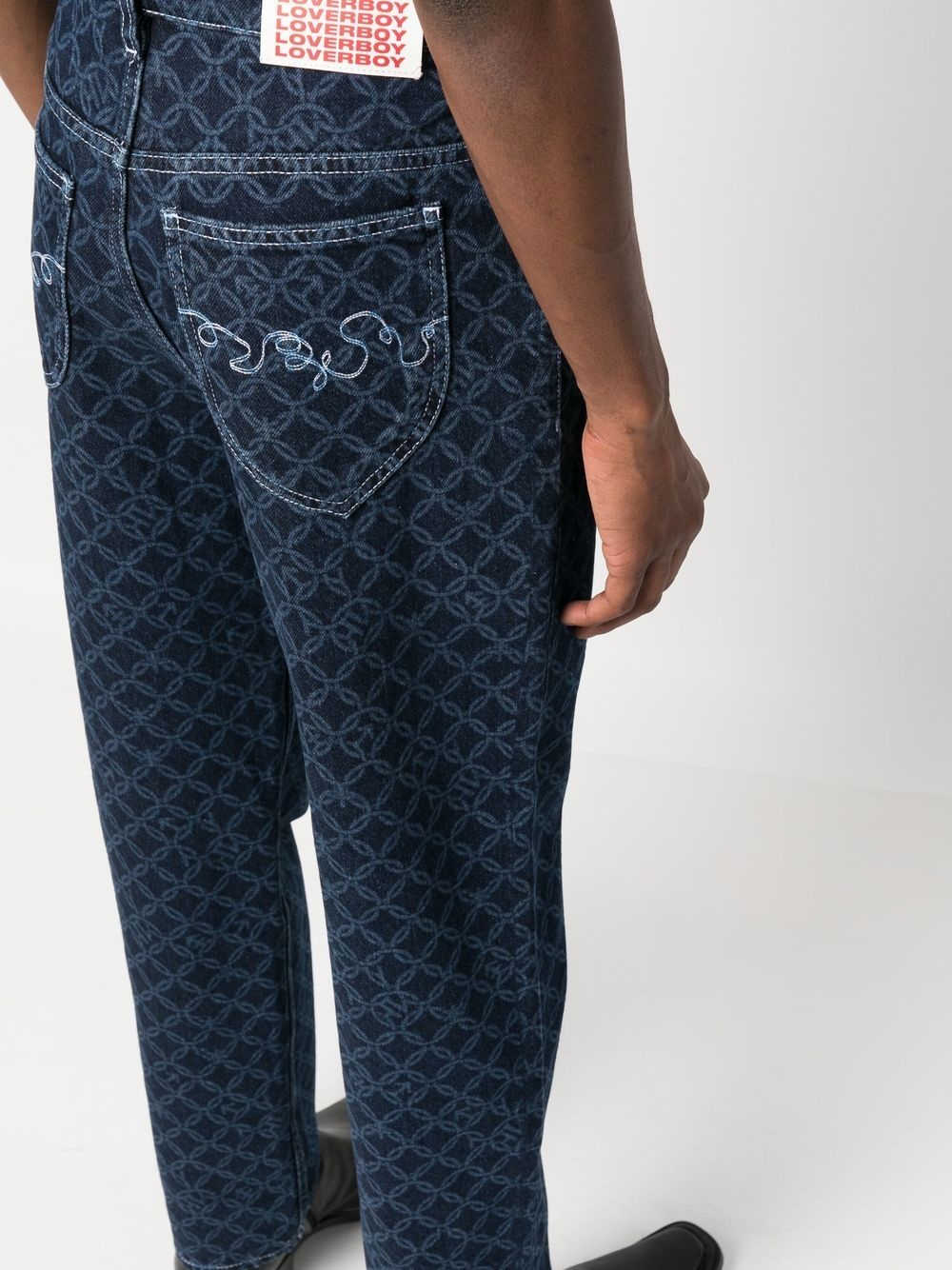 geometric-patterned straight leg jeans - 5