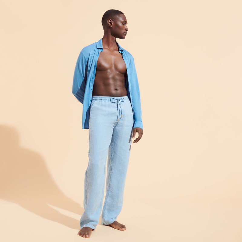 Men Linen Pants Solid Mineral Dye 5