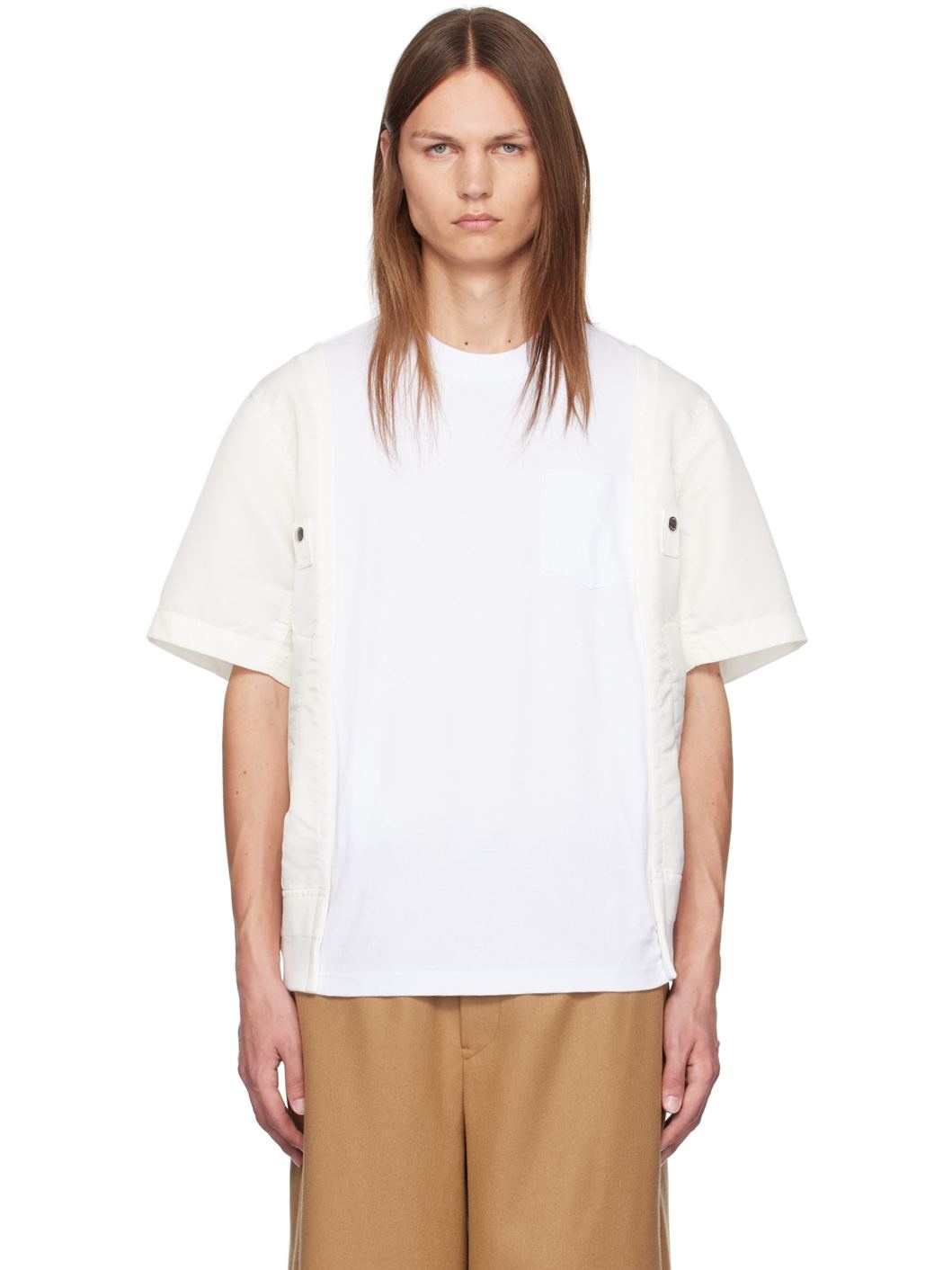 White Paneled T-Shirt - 1