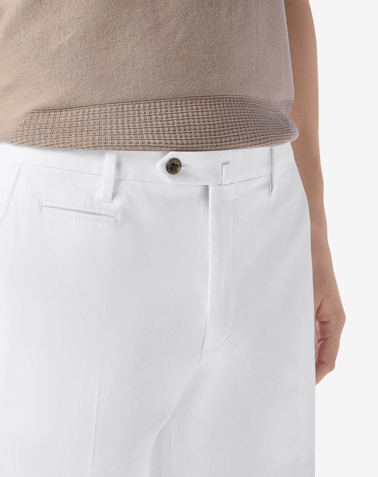 White stretch cotton gabardine trousers - 5