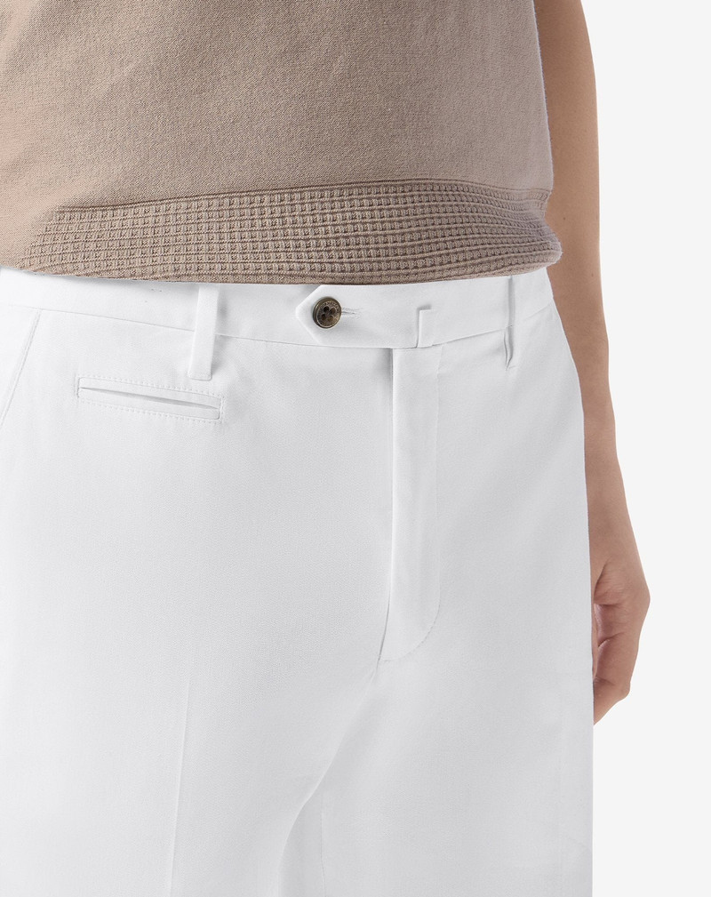 White stretch cotton gabardine trousers 5