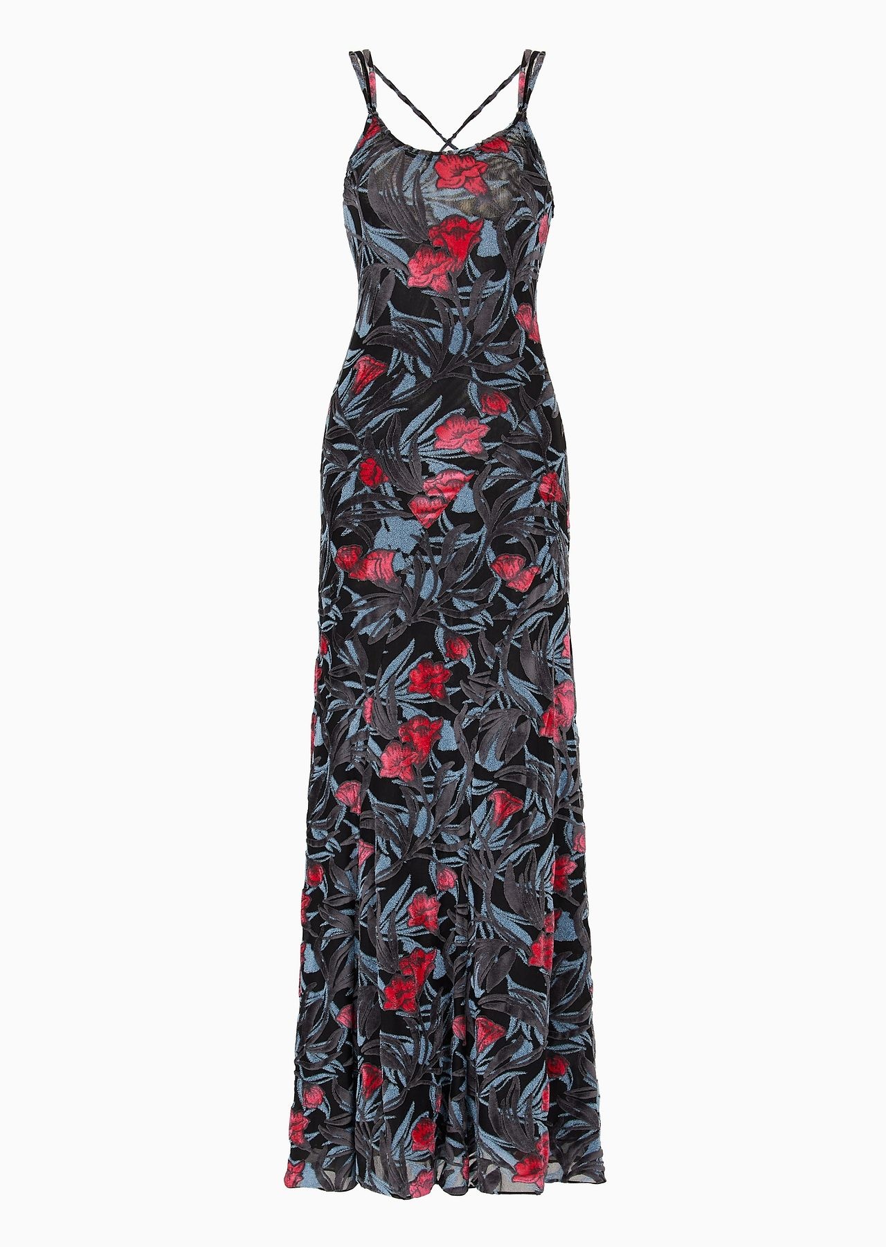 Viscose-blend floral jacquard long dress - 1