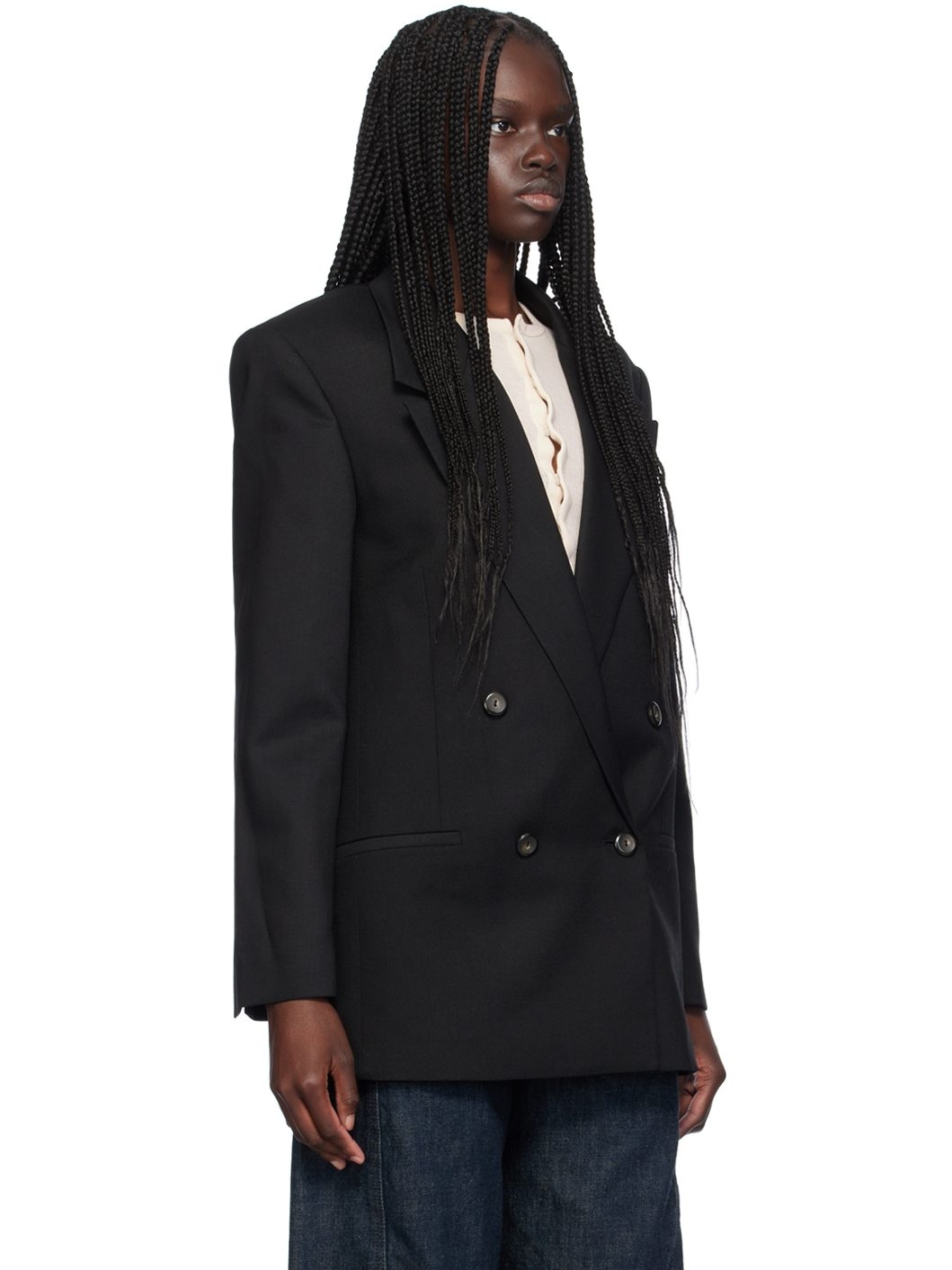 Black Double-Breasted Blazer - 2