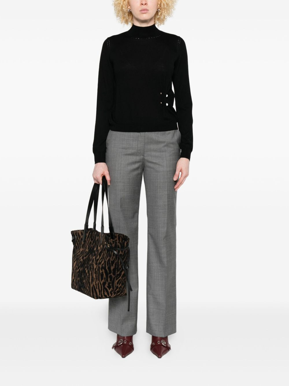 mid-grey straight-leg trousers - 2