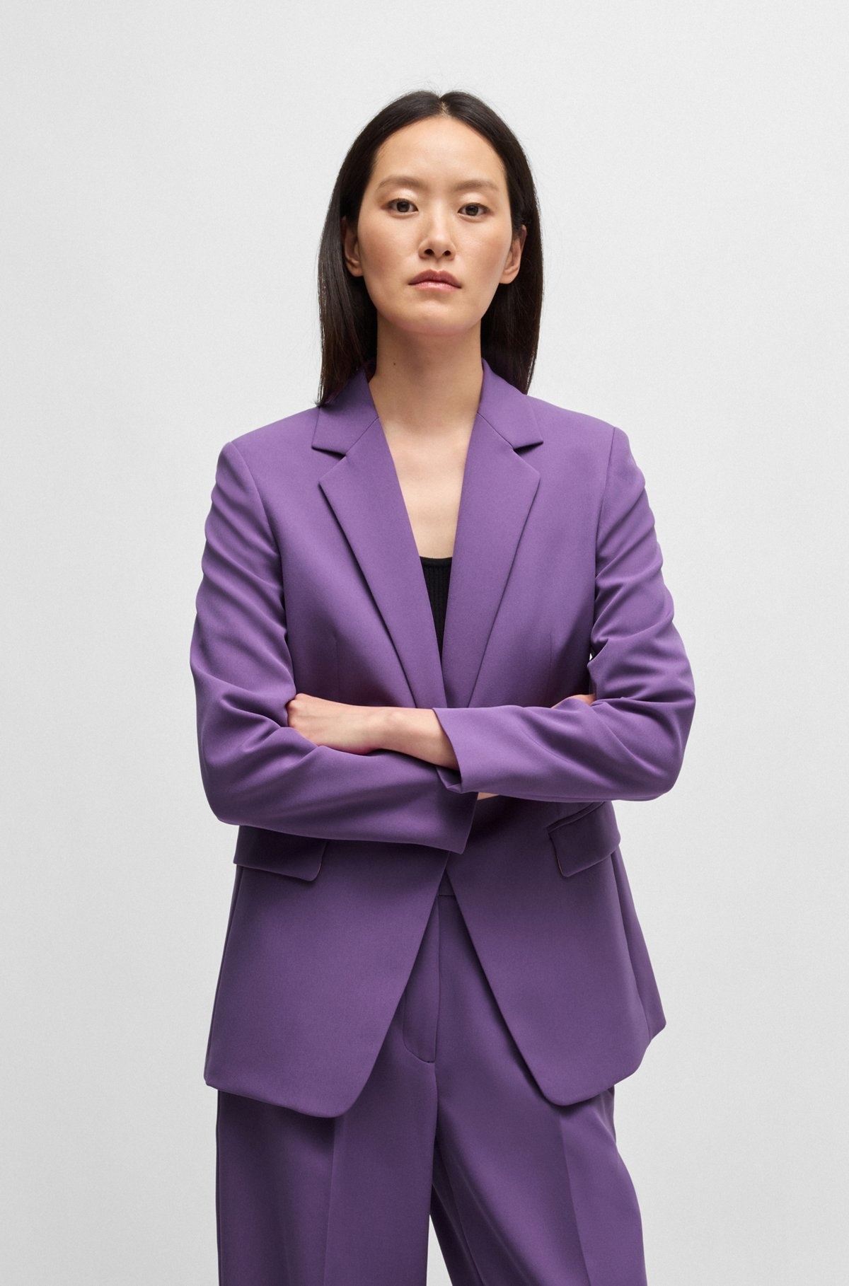 SINGLE-BREASTED JACKET IN STRETCH FABRIC - 2