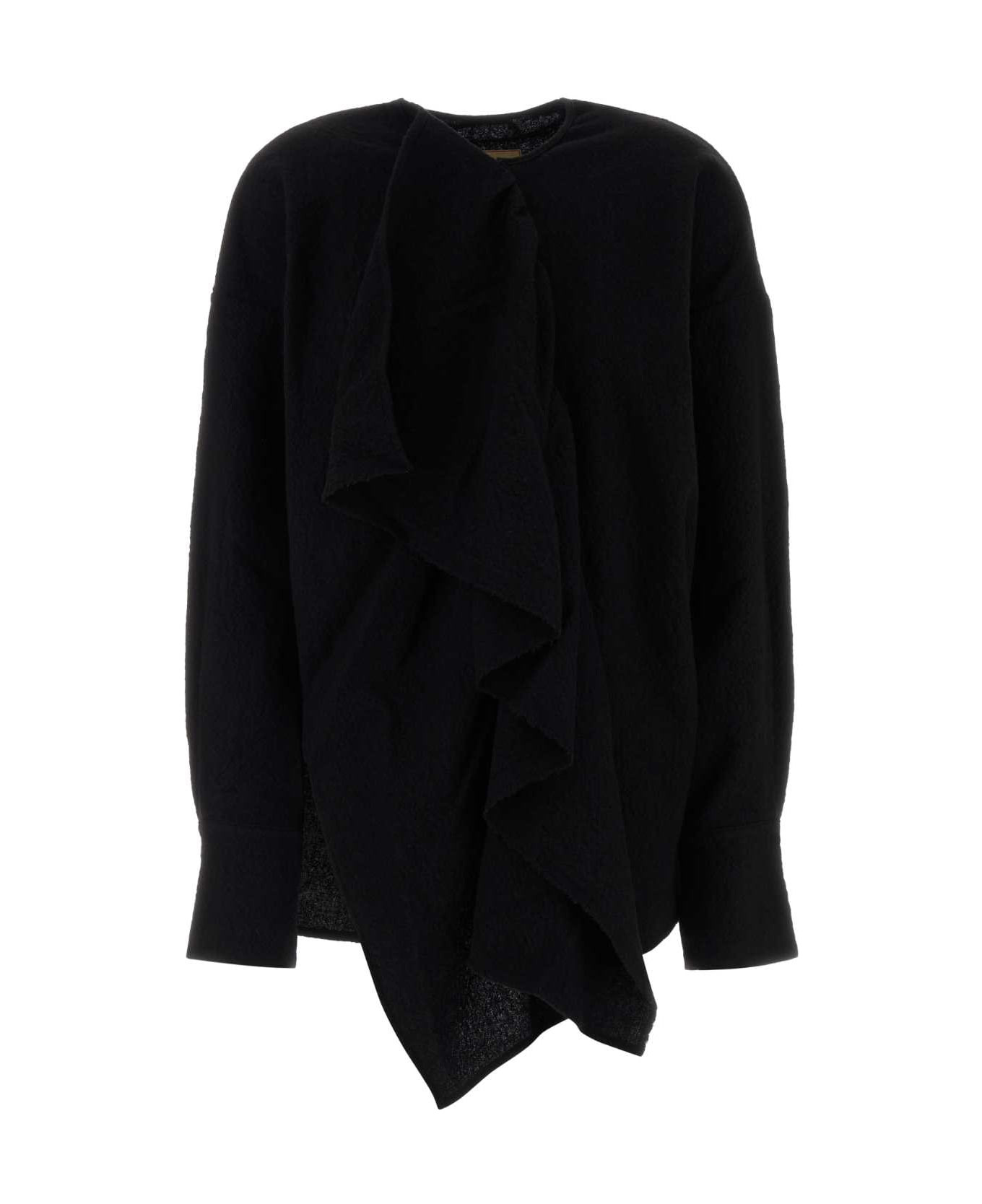Black Wool Tumble Blouse - 1