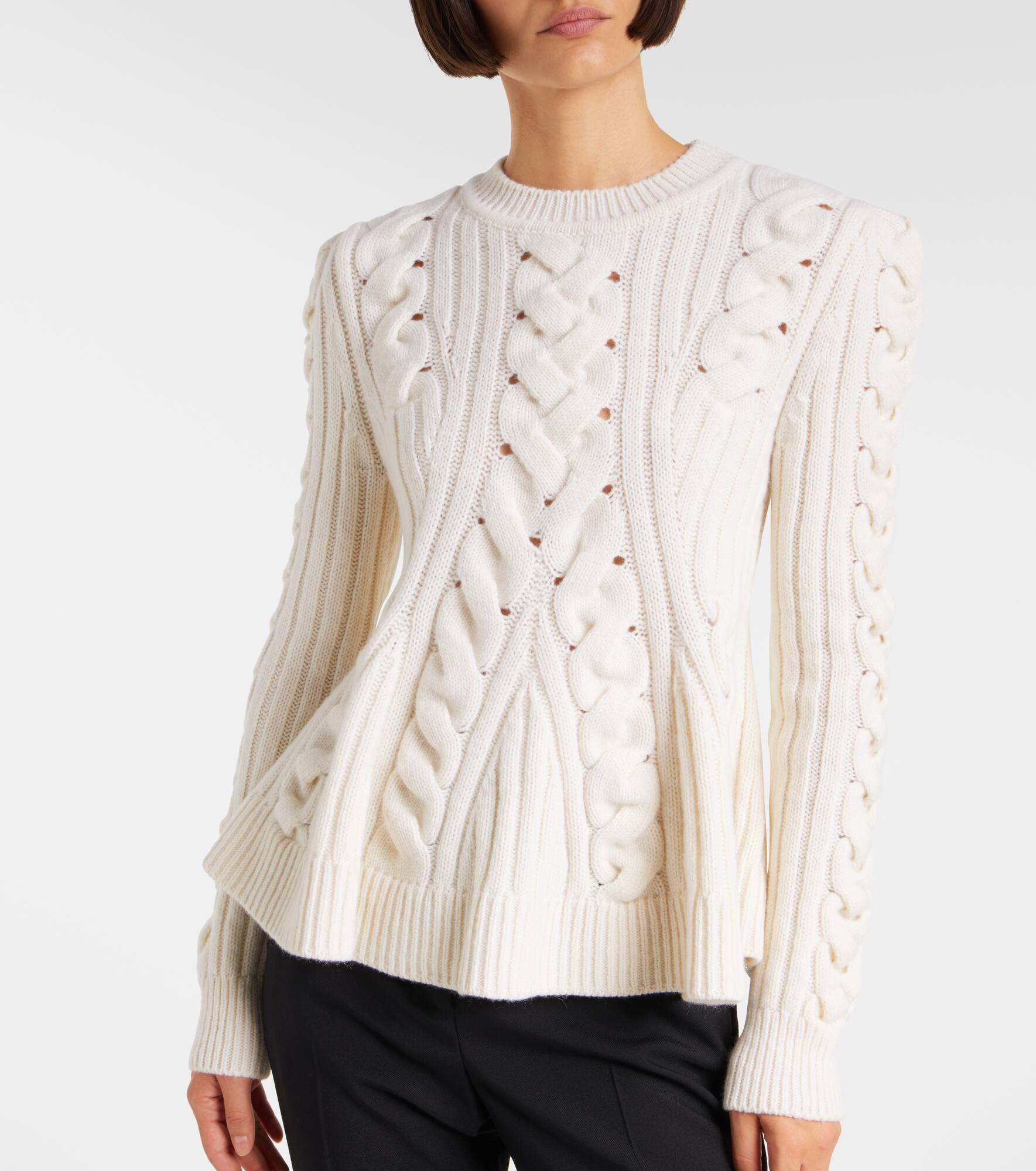 Cable-knit wool and cashmere sweater - 6