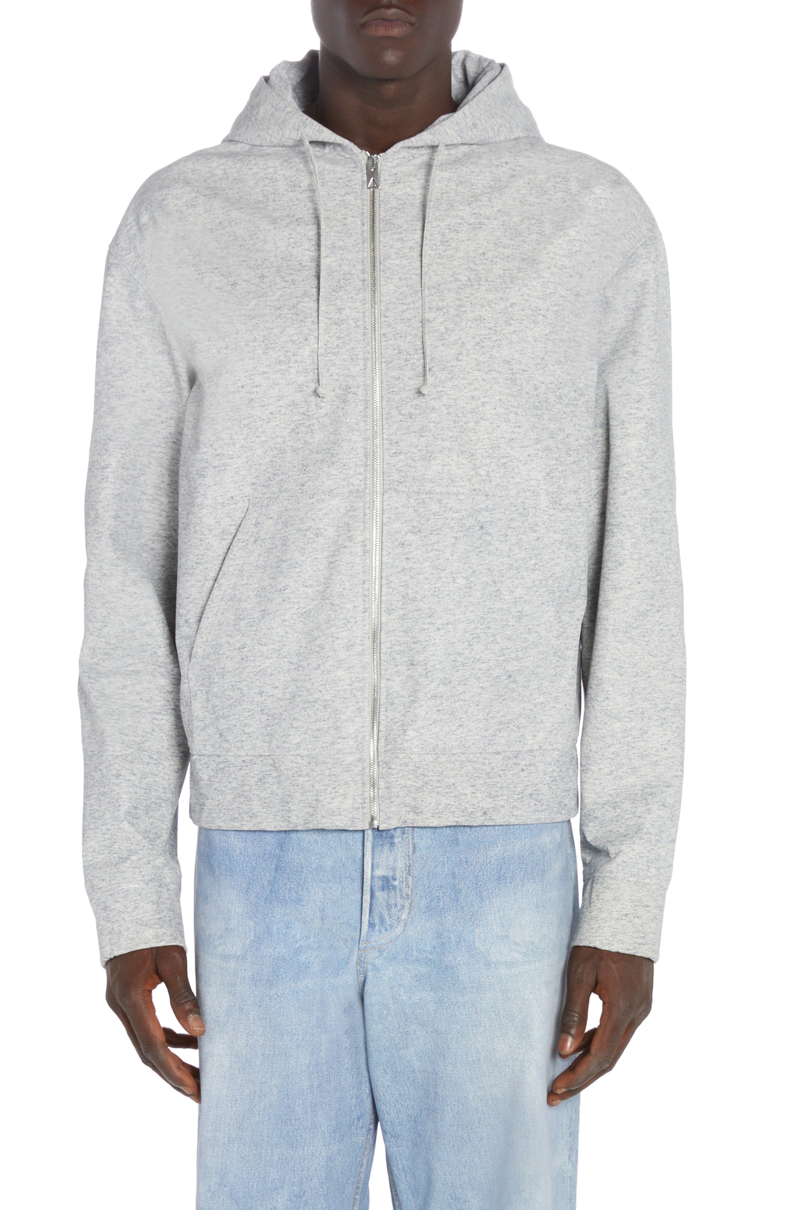 Heather Print Leather Zip Hoodie - 1