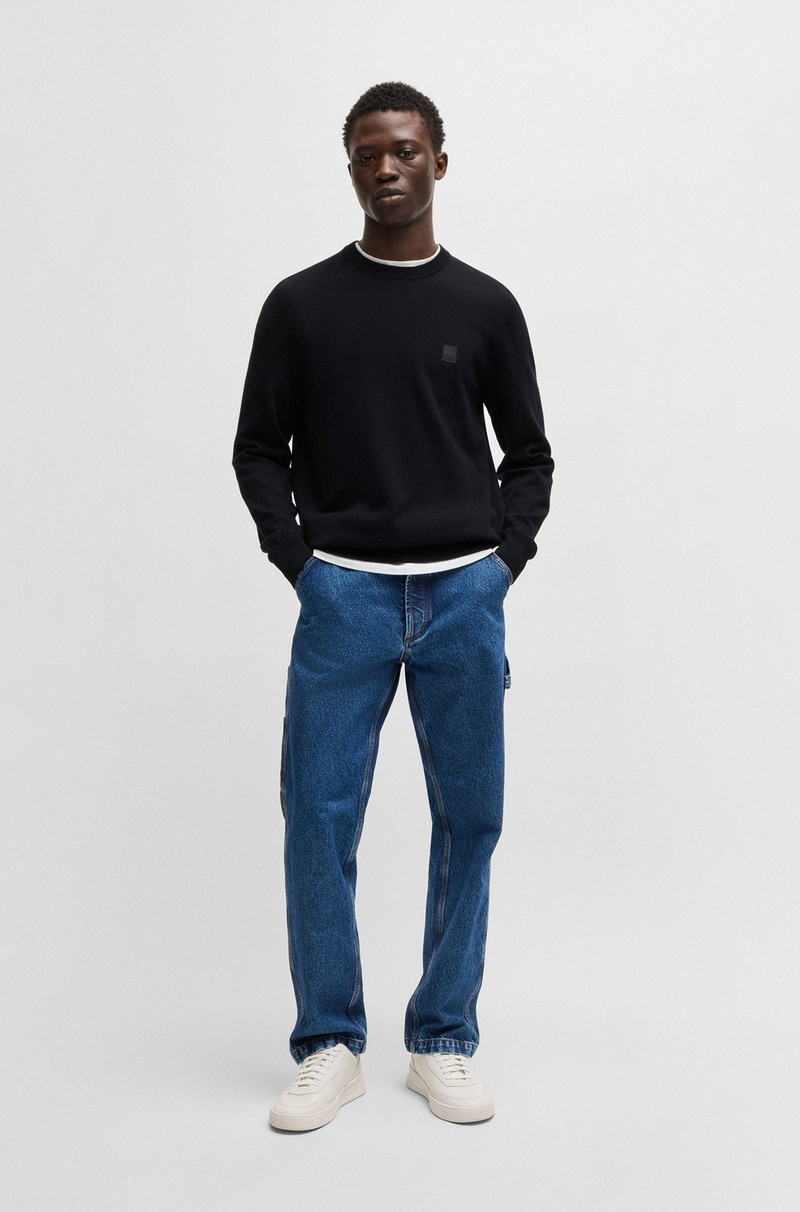 BOSS COTTON-CASHMERE REGULAR-FIT SWEATER WITH LOGO PATCH outlook