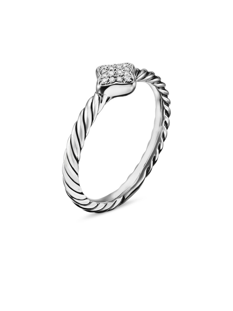 Women's Cable Collectibles Quatrefoil Stack Ring in Sterling Silver - Diamond 3
