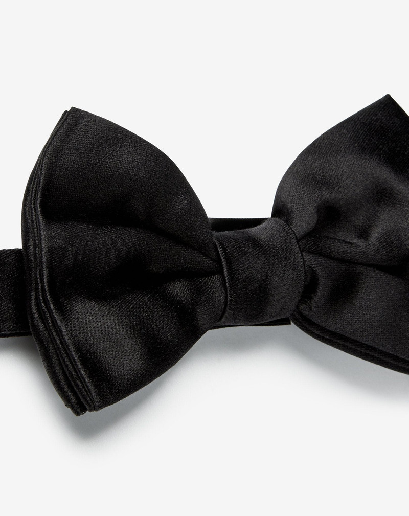 CORNELIANI Black pure silk satin bow tie outlook