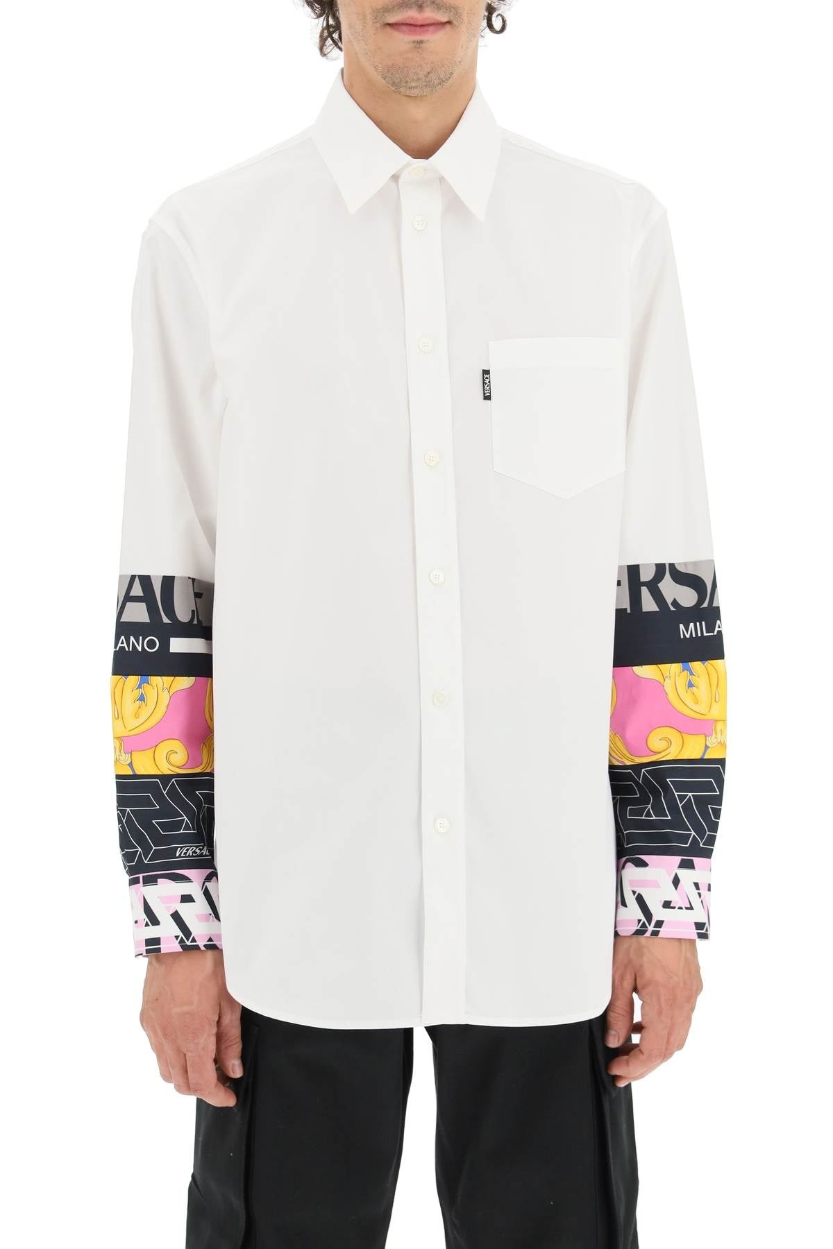 patchwork logo button-down shirt - 3