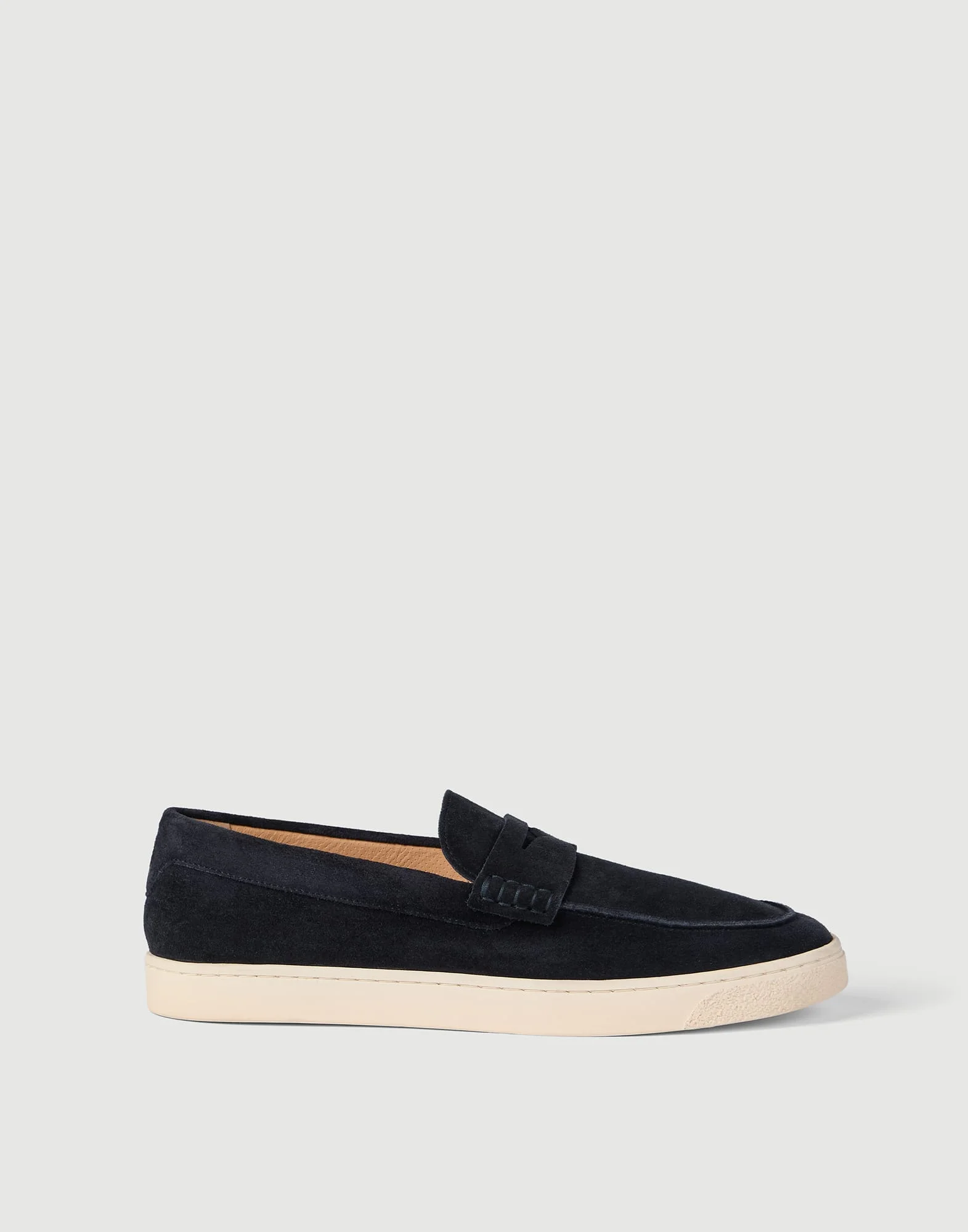Washed suede loafer sneakers with natural rubber sole - 1