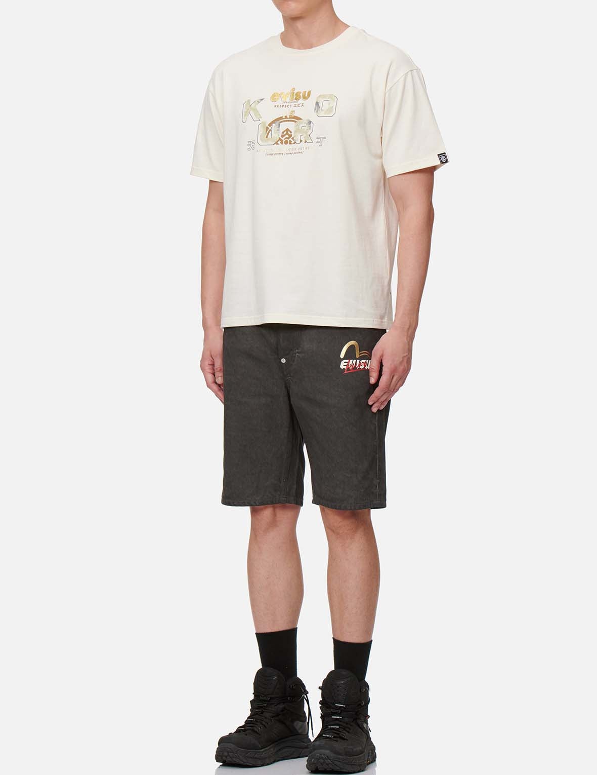 Ukiyo-E and Sashiko Embroidered Denim Shorts - 6