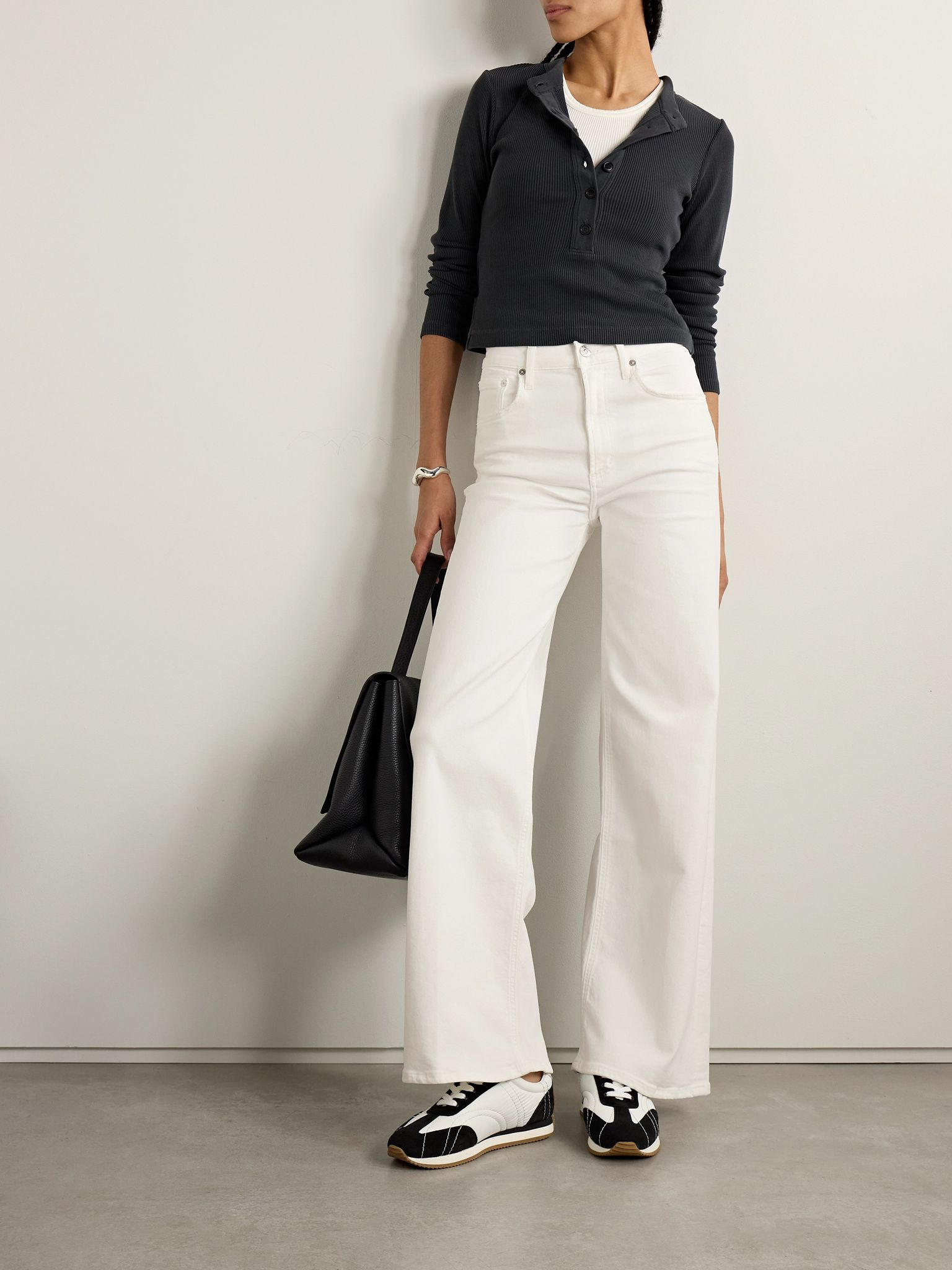 Lyra Long mid-rise wide-leg jeans White - 2