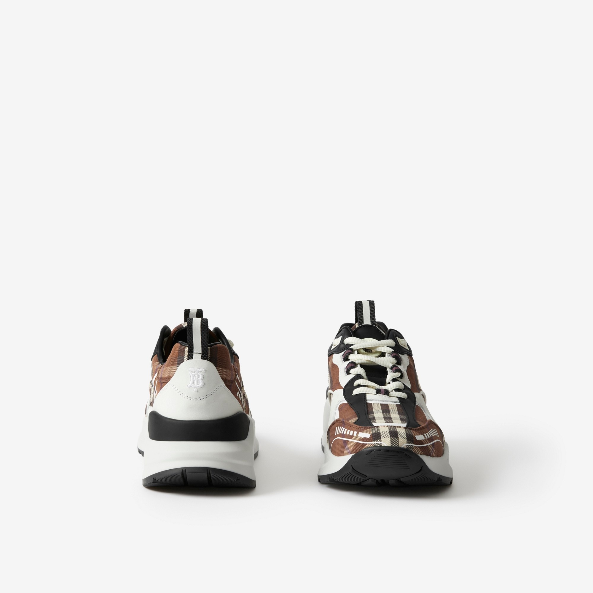 Vintage Check Cotton and Leather Sneakers - 4