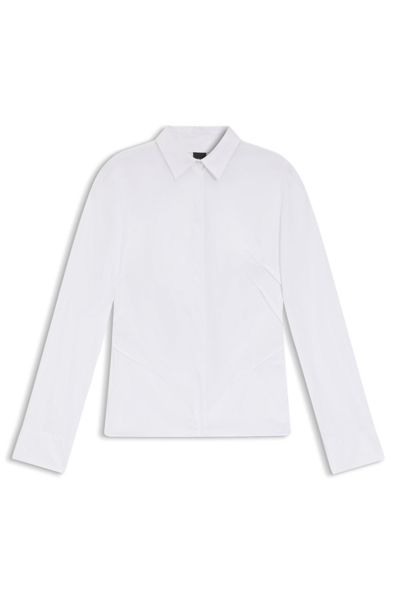 EASY-IRON SLIM-FIT BLOUSE IN COTTON-BLEND POPLIN 1