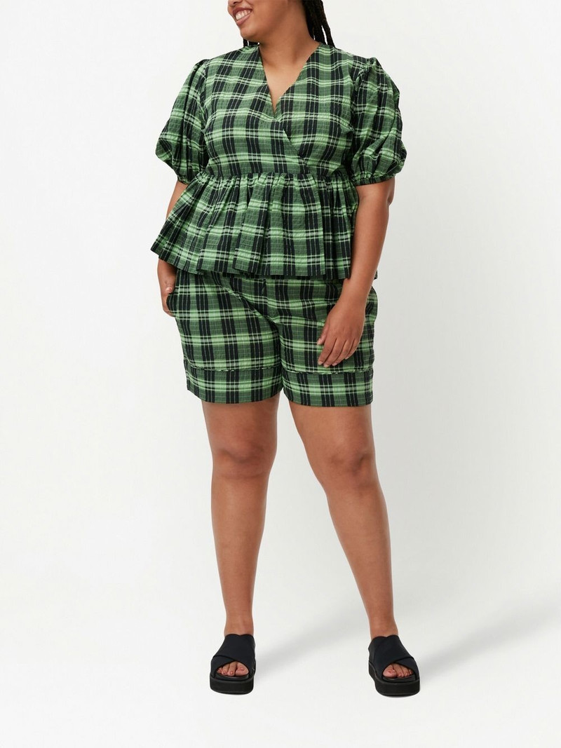 GANNI plaid-check drawstring shorts outlook