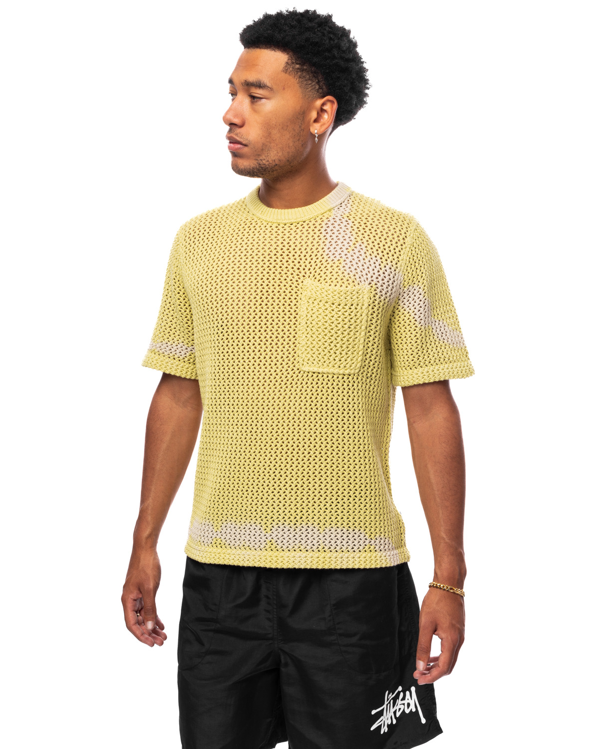 Overdyed Mesh Crew Tie Dye Yellow - 4