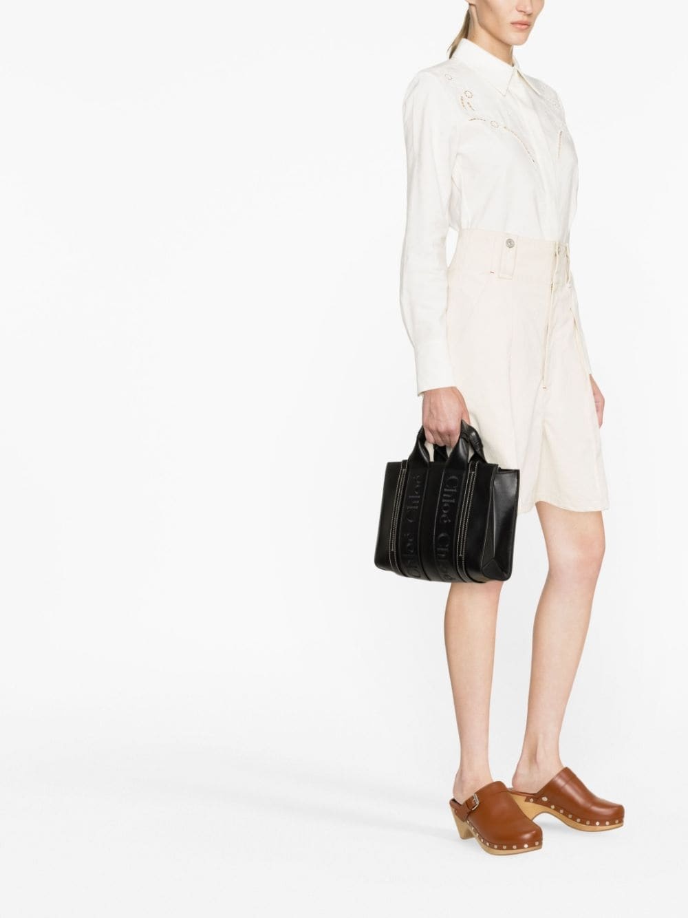 Small Woody leather tote bag - 2