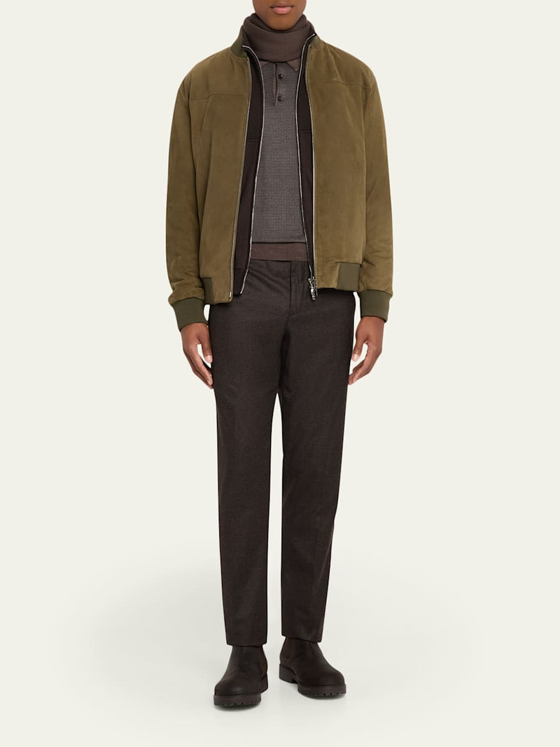 Loro Piana Men's Suede Full-Zip Bomber Jacket outlook