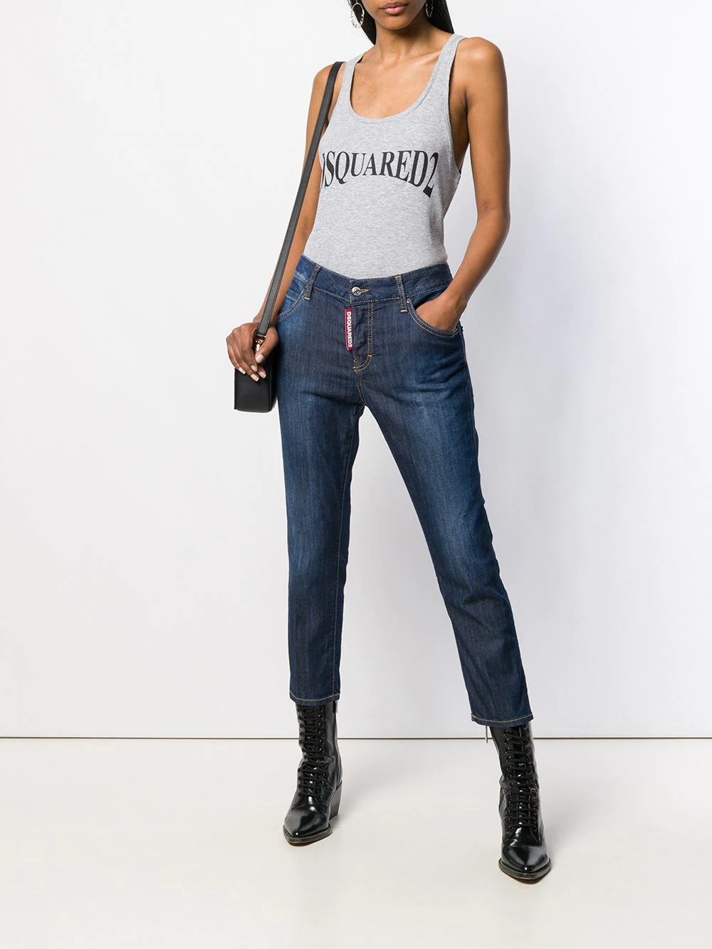 cropped girlfriend fit jeans - 2