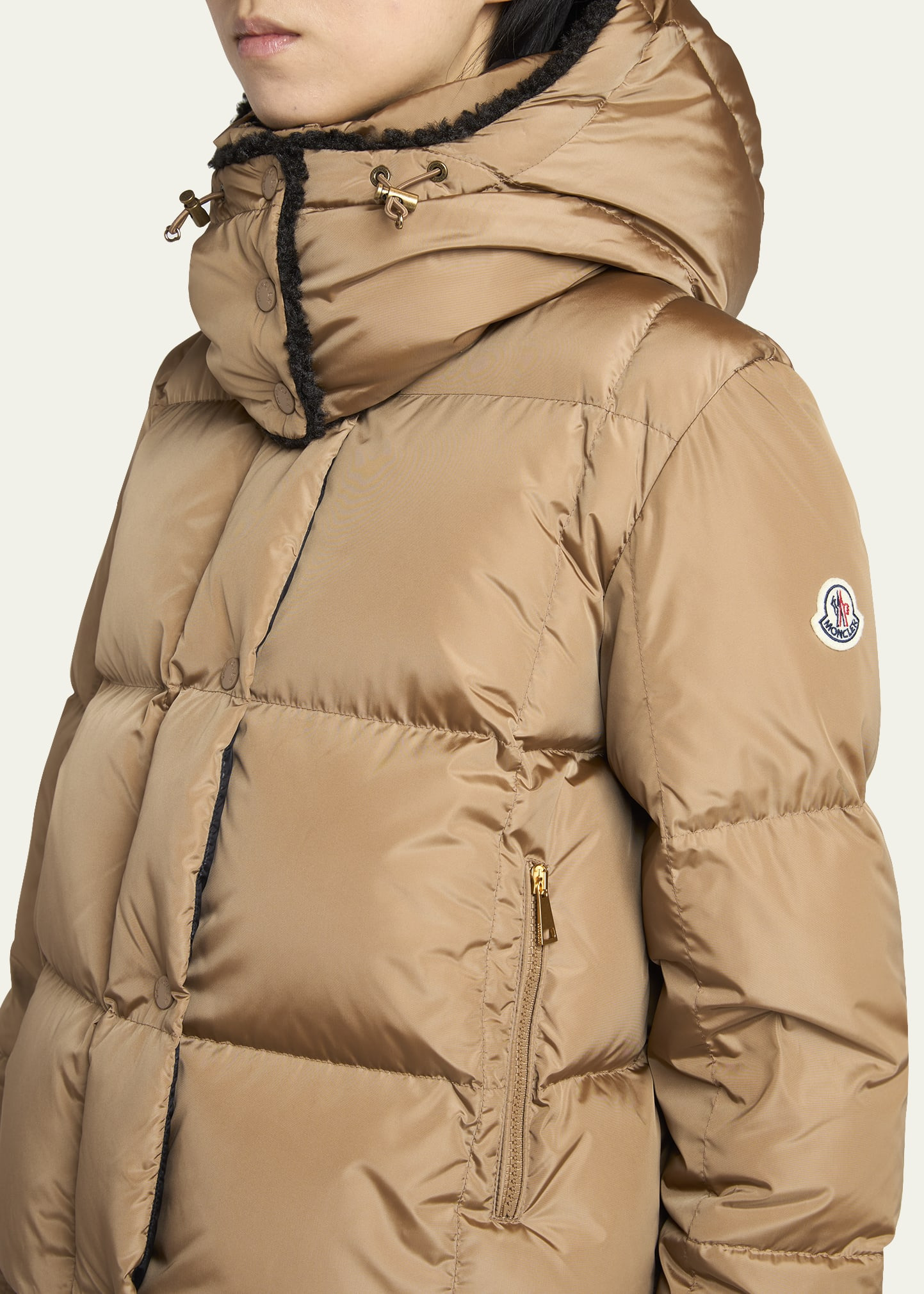 Castelnou Square-Quilted Short Down Jacket with Detachable Hood - 5