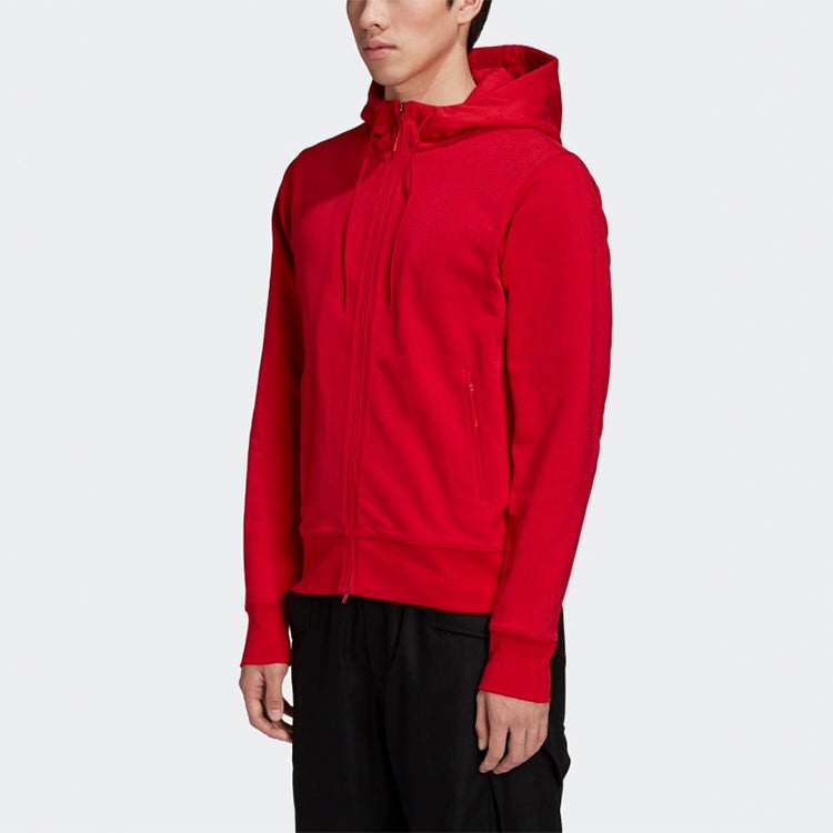 Men's Y-3 Solid Color Casual Hooded Zipper Jacket Red GK4482 - 5