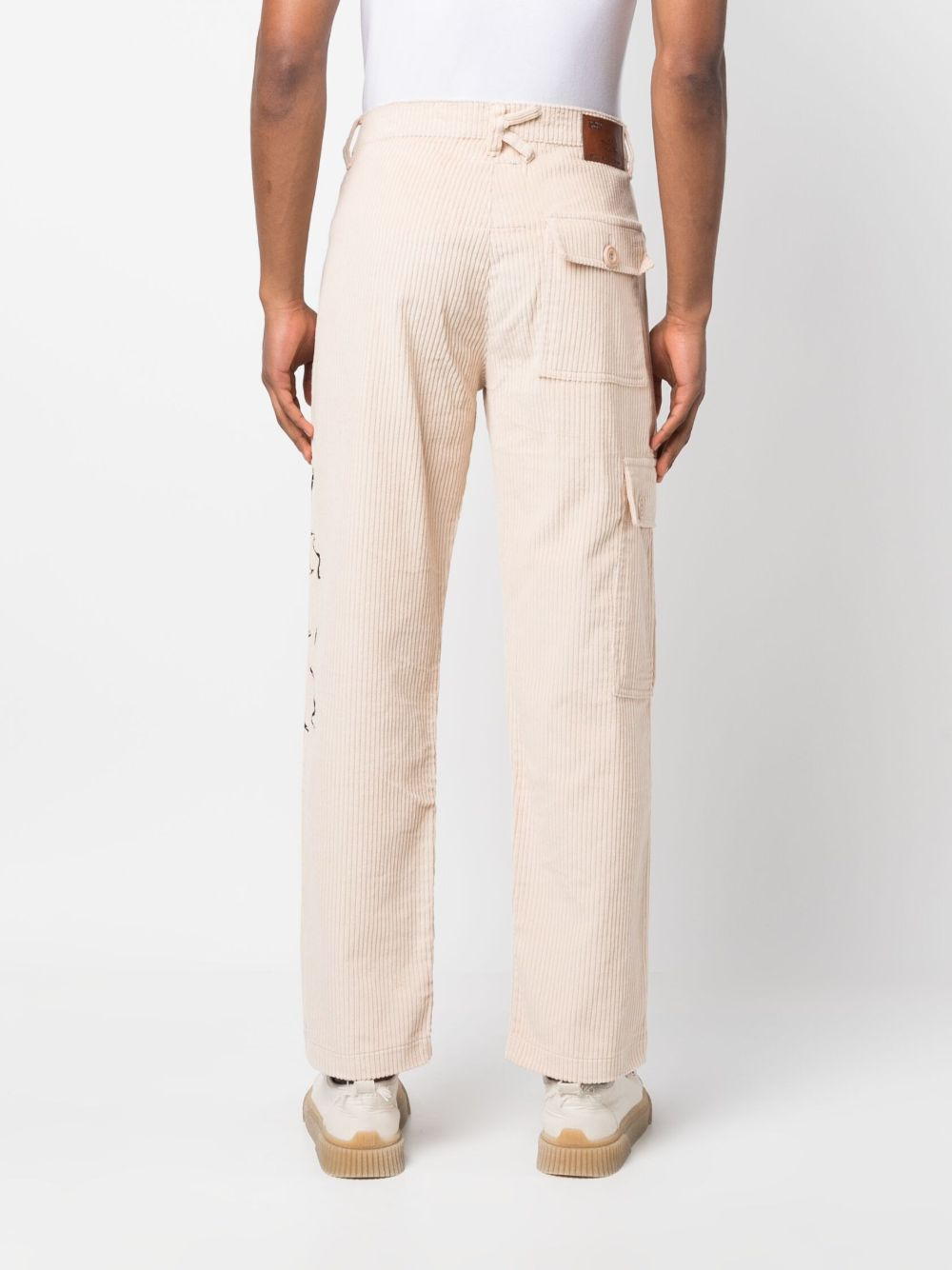 embroidered-face straight-leg trousers - 4