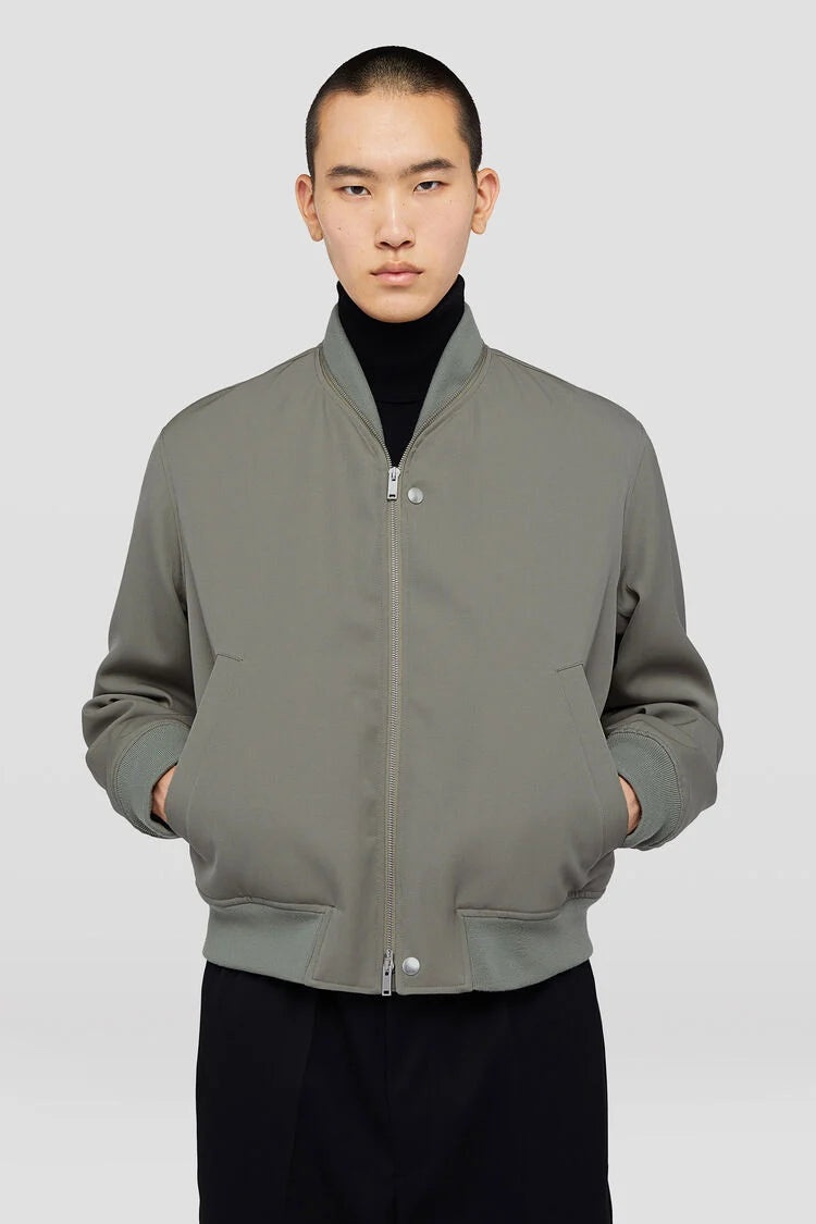 Wool Gabardine Bomber Jacket Slate Green - 2