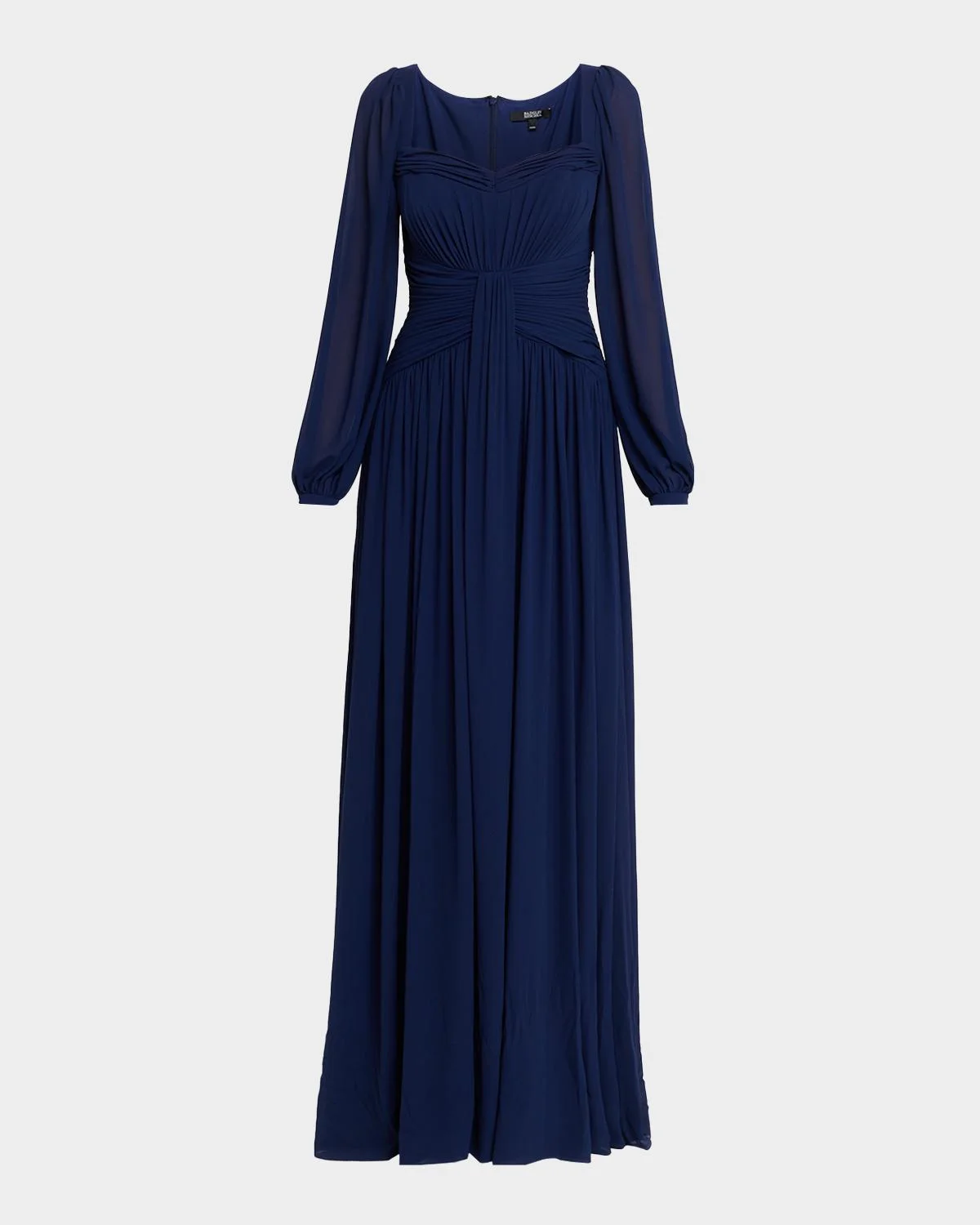 Draped Blouson-Sleeve Sweetheart Gown - 1