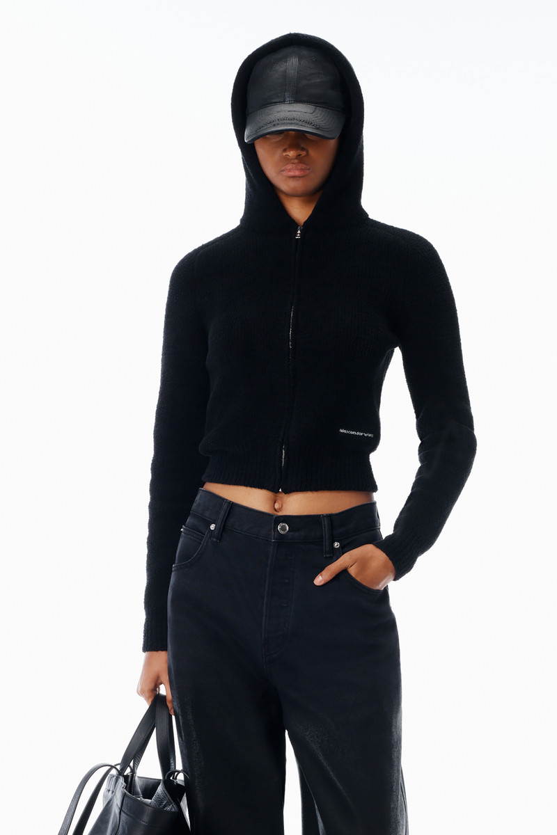 Knit Logo Zip-Up Hoodie in Fleece 2
