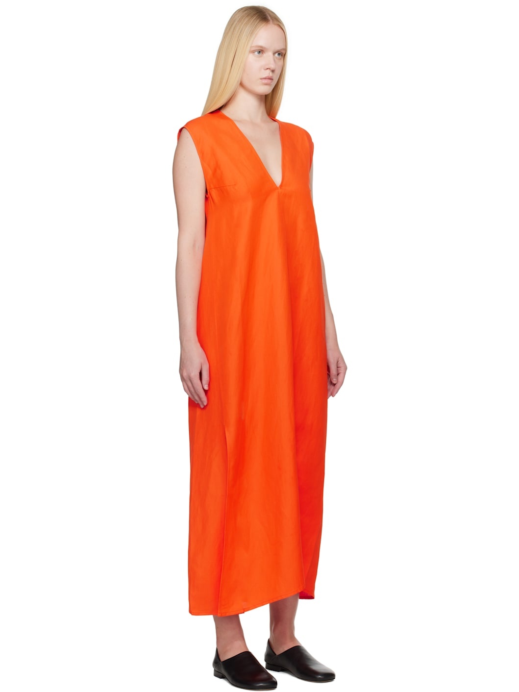 Orange Lise Linen Midi Dress - 2
