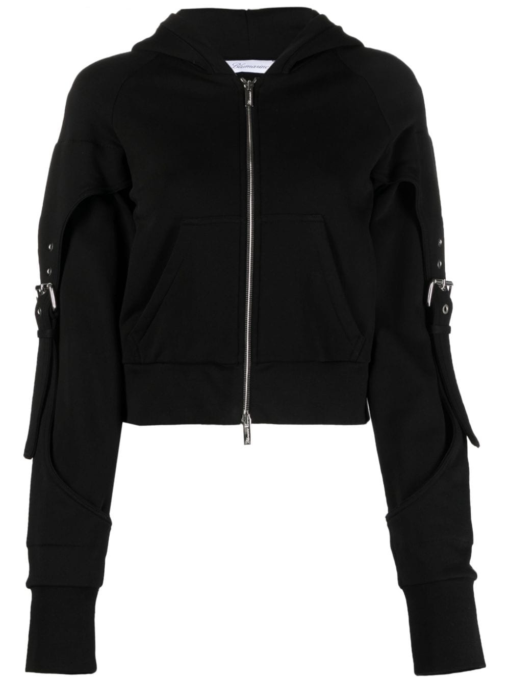 buckle-detail zip-up cotton hoodie - 1