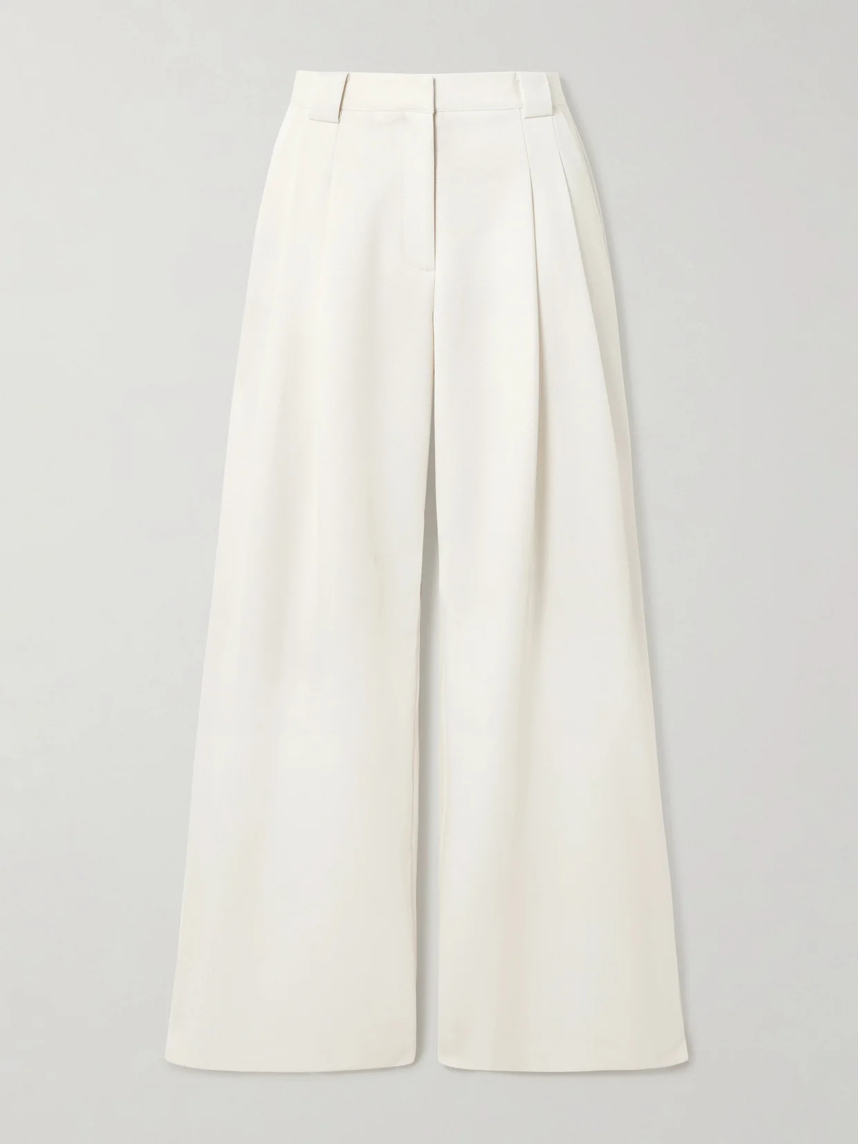 Pleated Wool-blend Twill Wide-leg Pants - 1