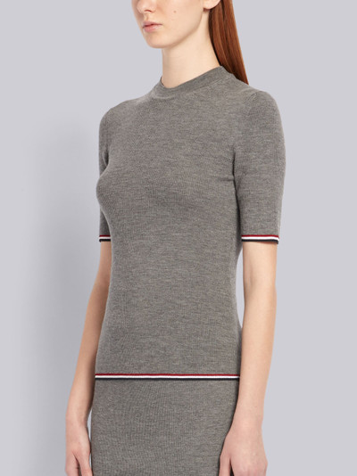 Thom Browne Light Grey Fine Merino Wool Tipping Stripe Rib Stitch Crew Neck T-shirt outlook