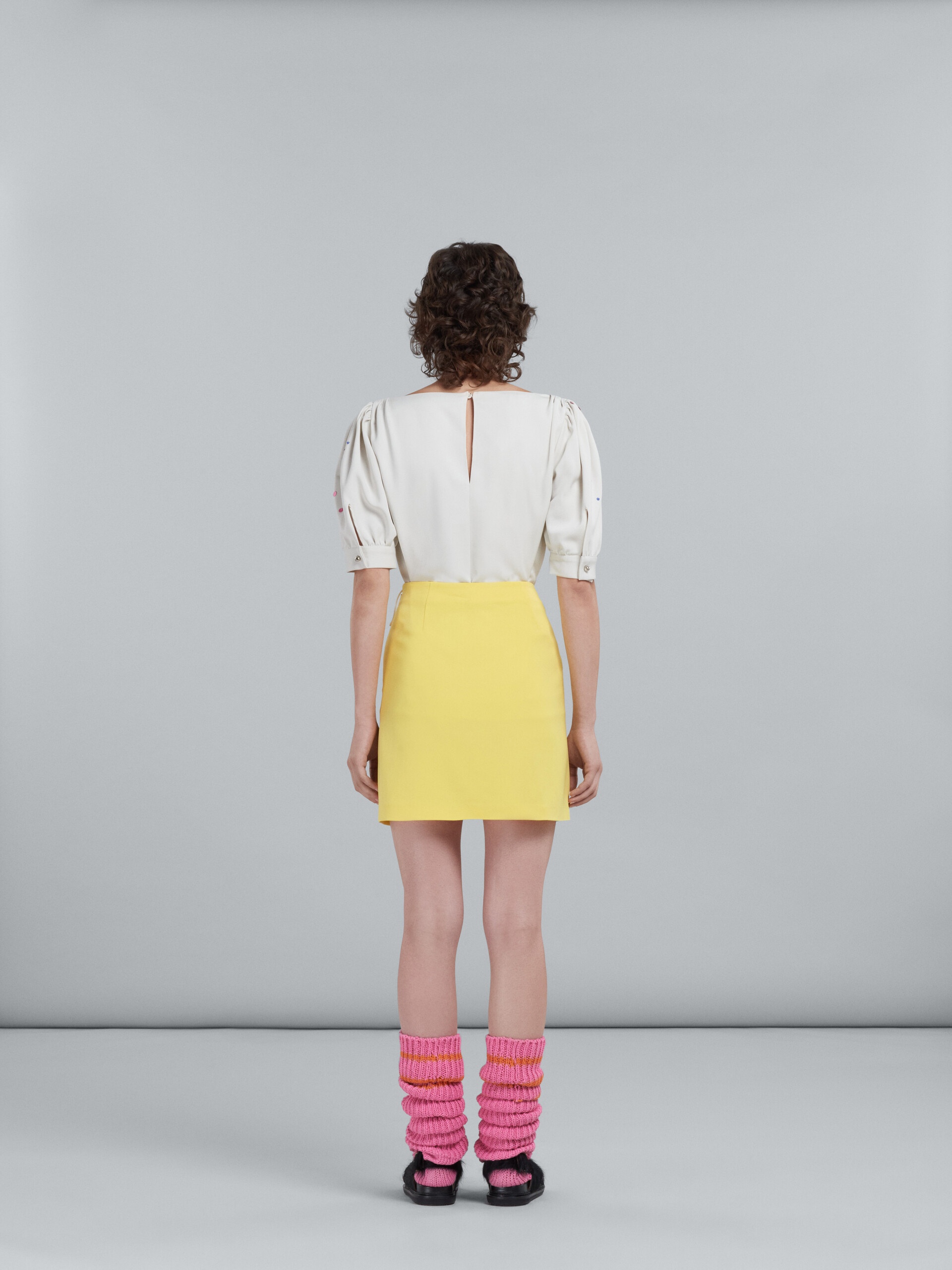 YELLOW CADY MINI SKIRT WITH SEQUINS - 3