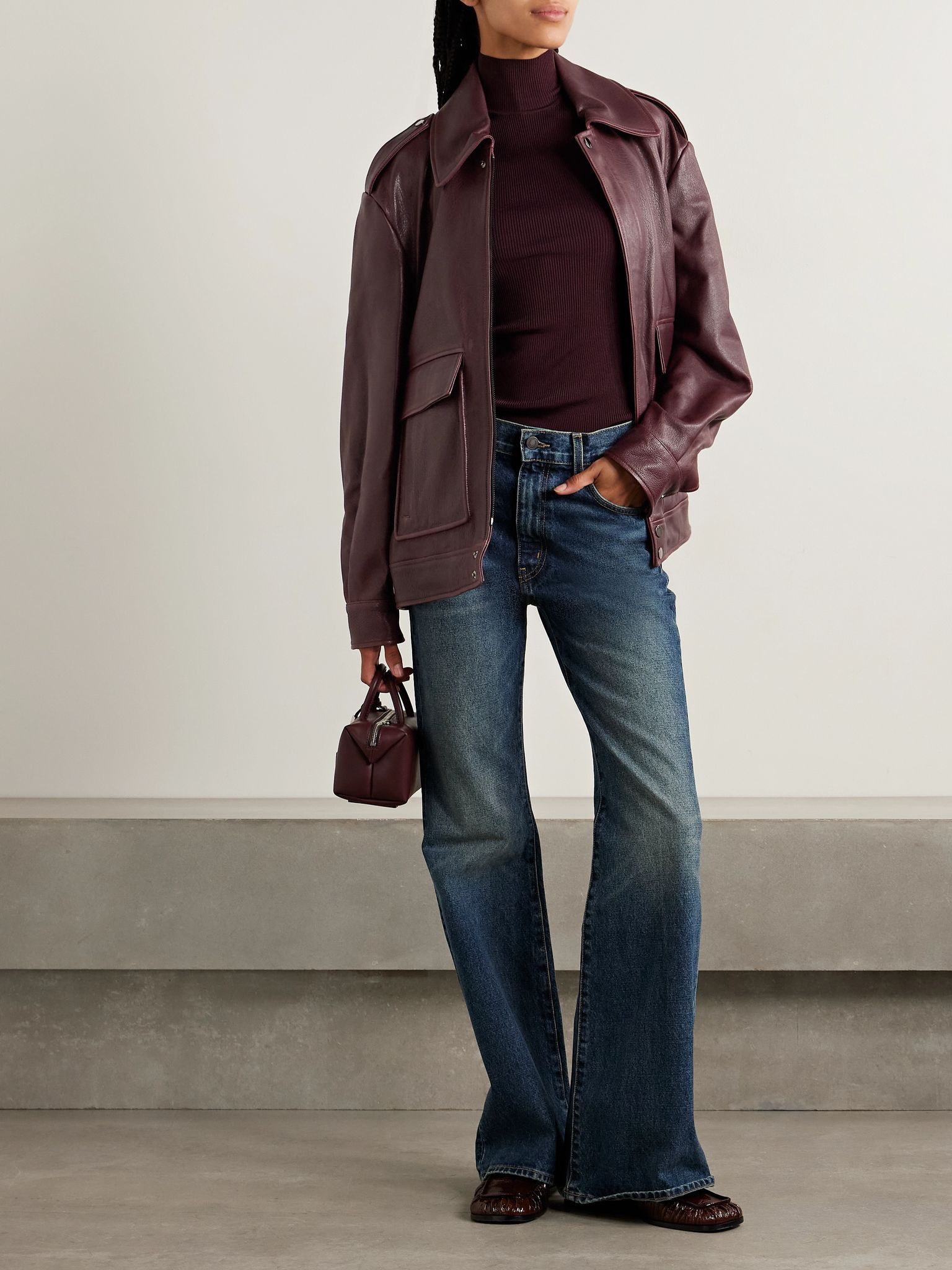 Drey leather jacket Plum - 2
