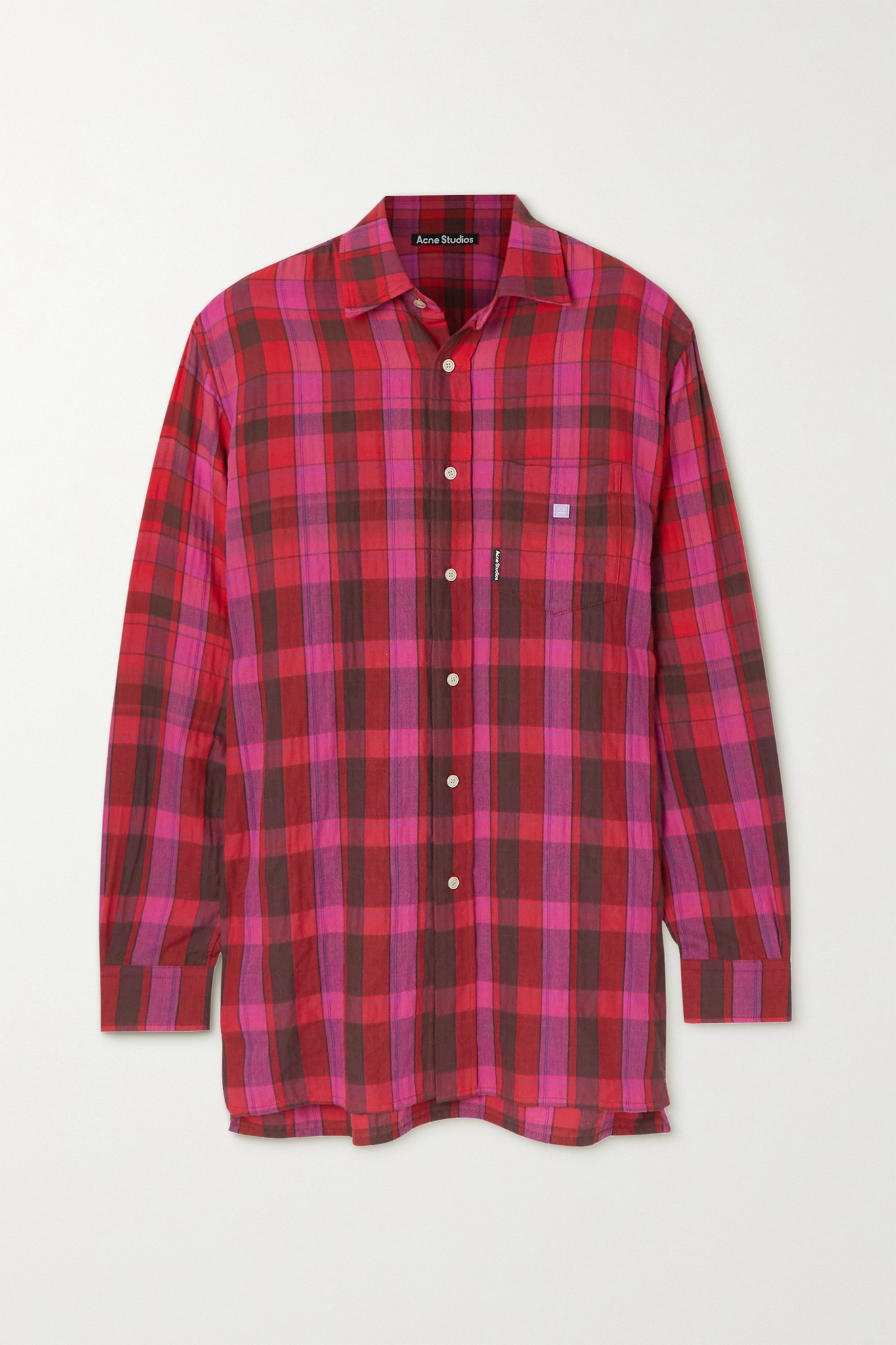 Oversized checked organic cotton-flannel shirt - 1