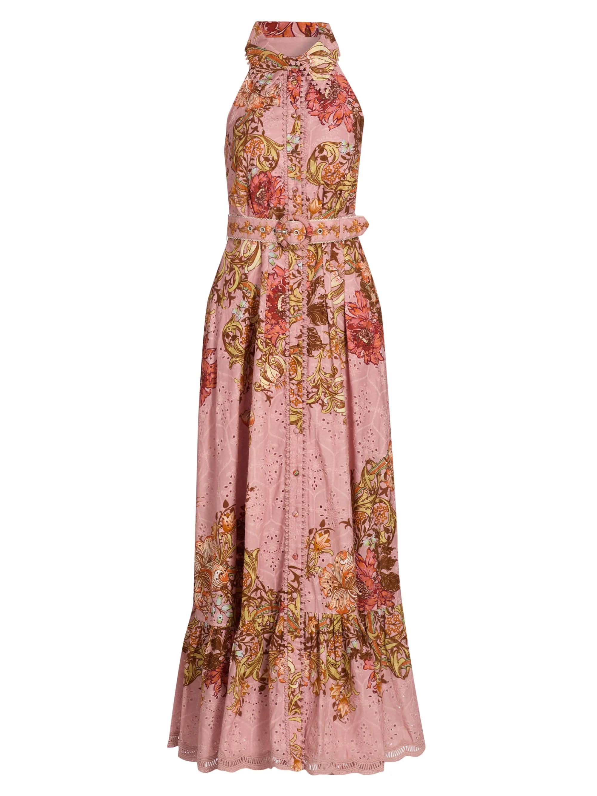 Women's Sula Floral Cotton Tie-Waist Maxi Shirtdress - Dusty Pink - 1